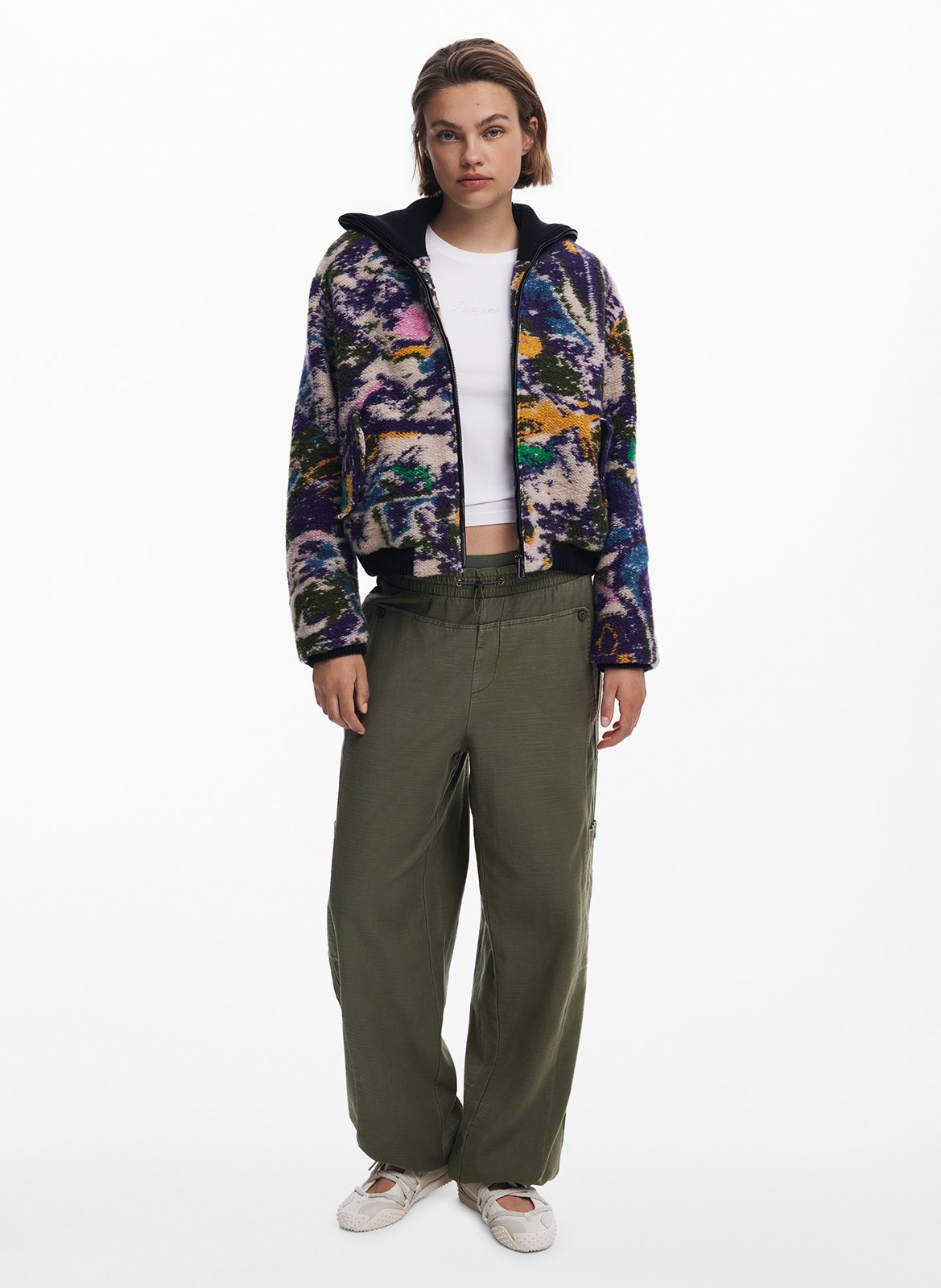 Pantalon large en coton DESIGUAL Vert