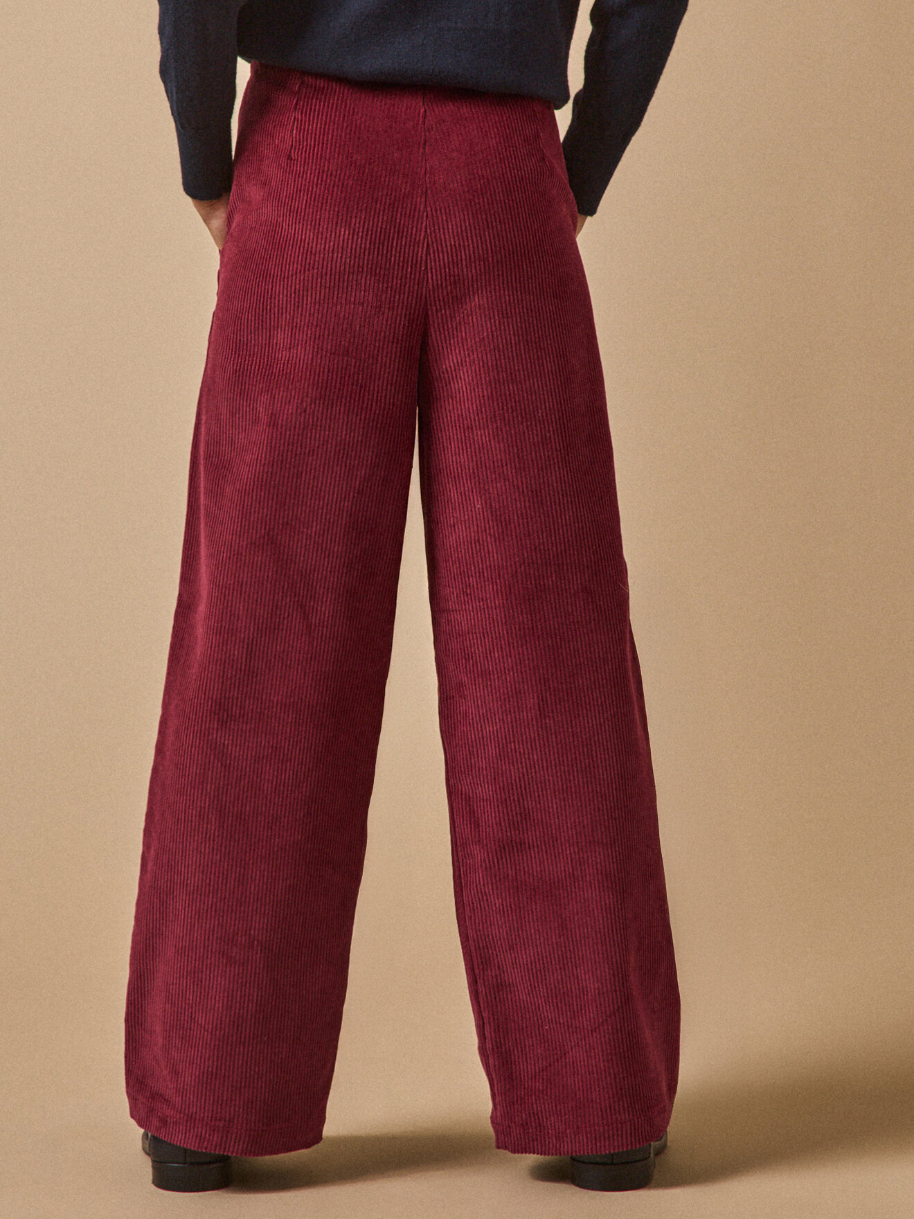 Flared velvet pants CYRILLUS Pink