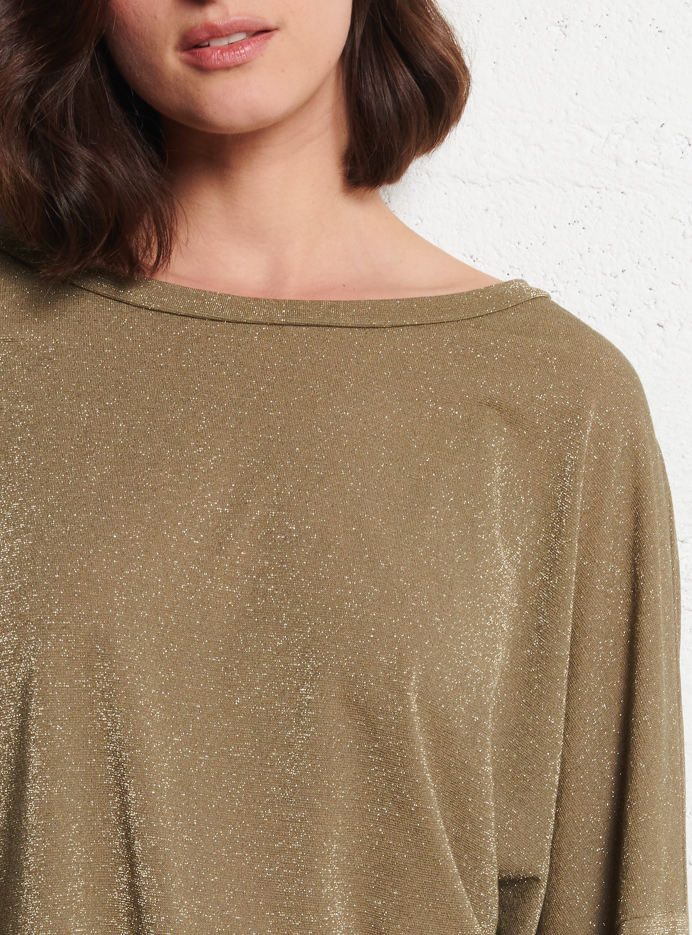 Wijde top met boothals PLEASE Kaki