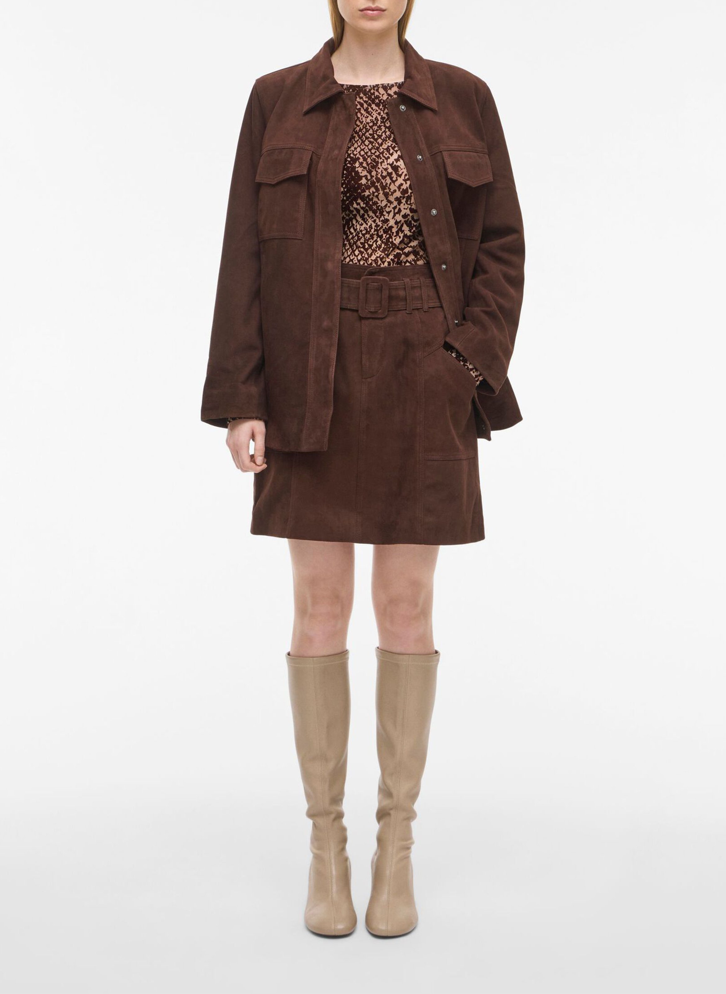 Korte leren rok ROUGE EDIT Bruin