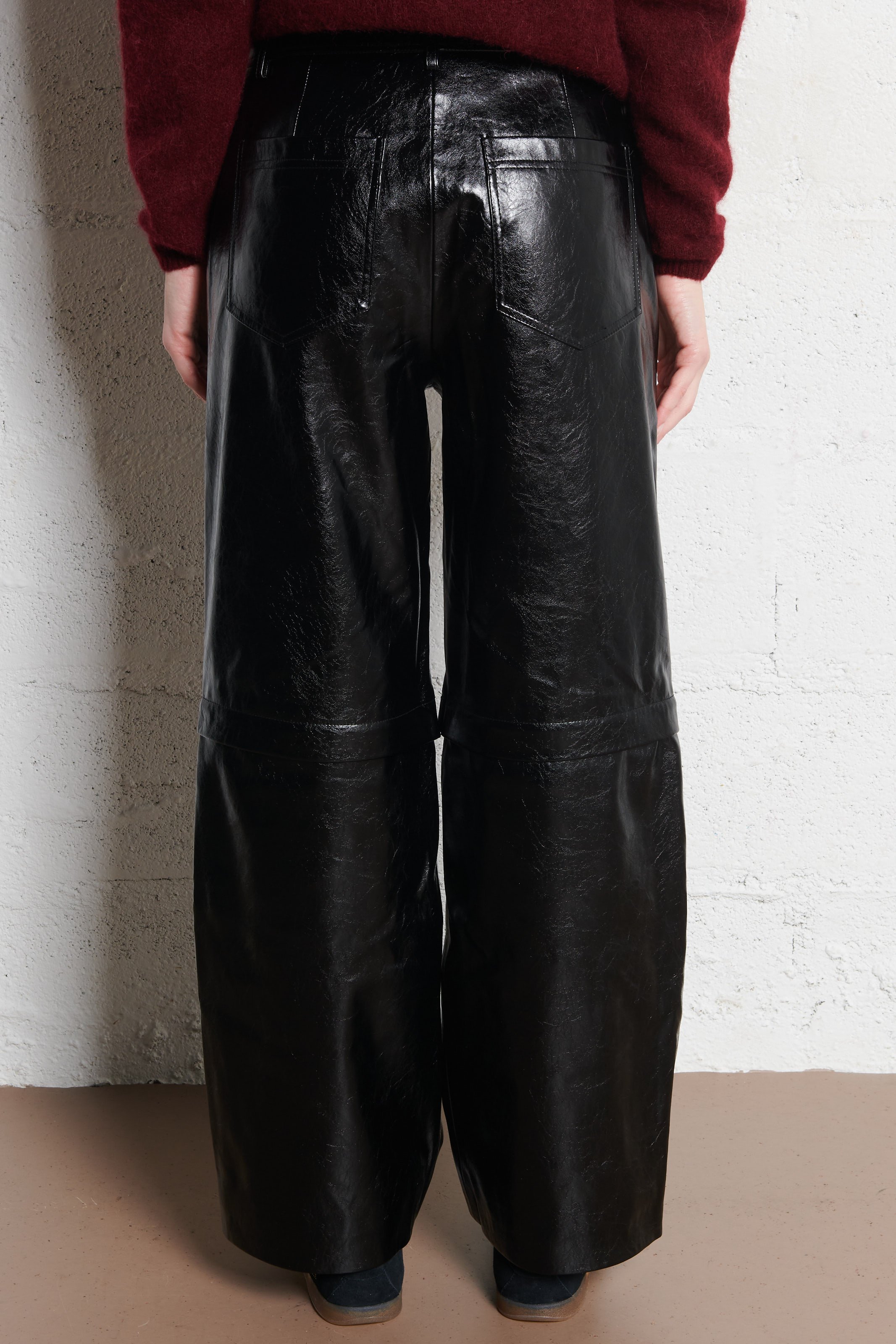 Wijde broek van imitatieleer BERENICE Zwart