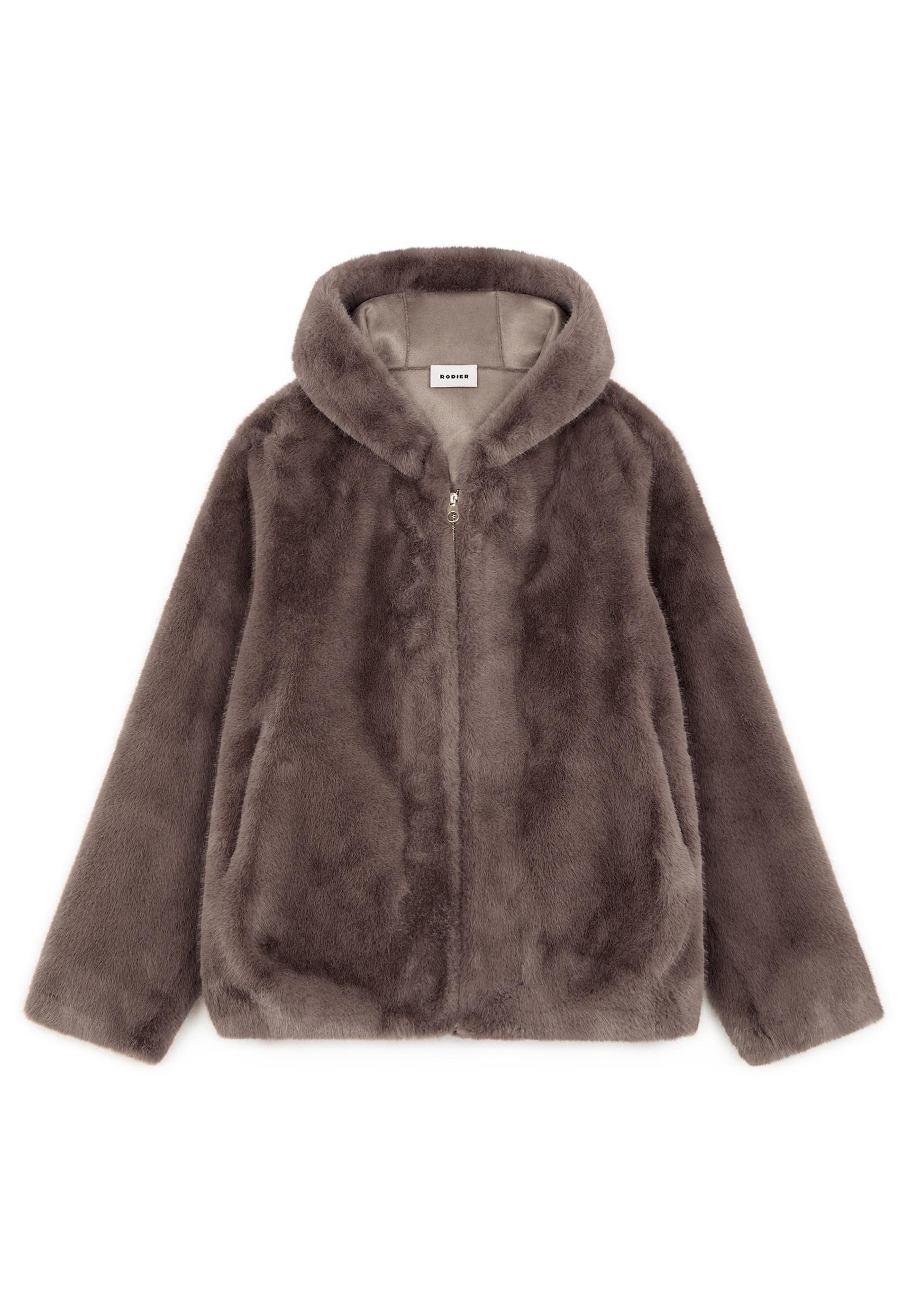 Veste à capuche fausse fourrure RODIER Brown