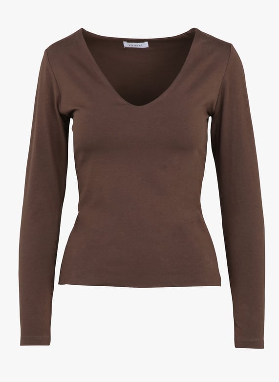 Fitted V-neck T-shirt in mixed cotton T0