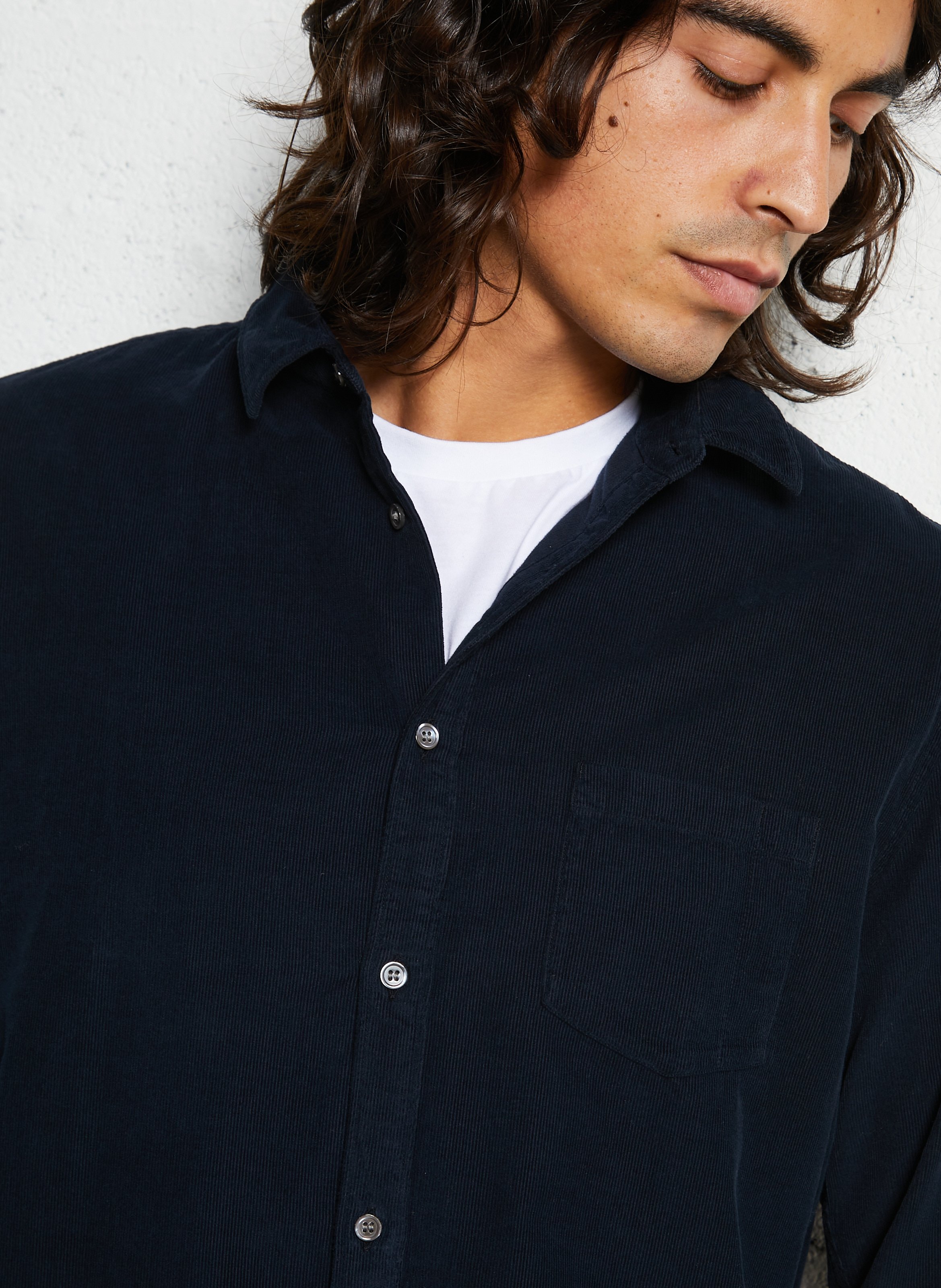 Gerade Knopfleiste aus Samt IKKS Blau