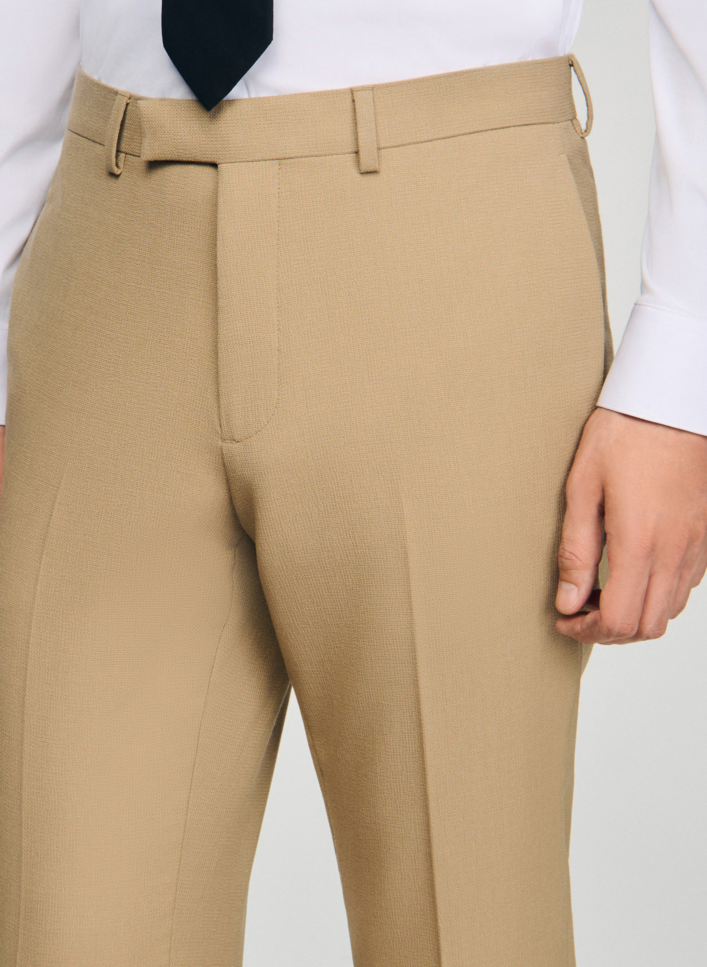 Pantalon de costume en laine SANDRO Beige
