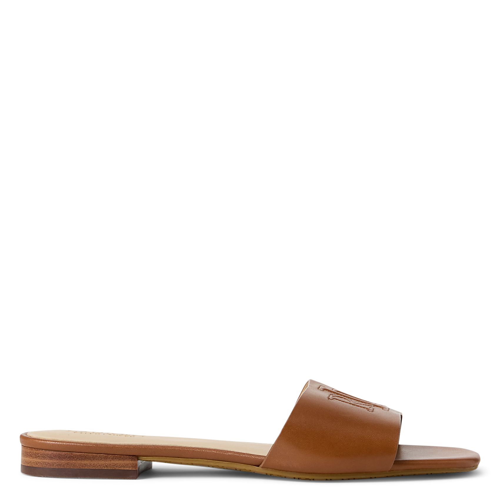 Sandales plates unies en cuir POLO RALPH LAUREN Marron