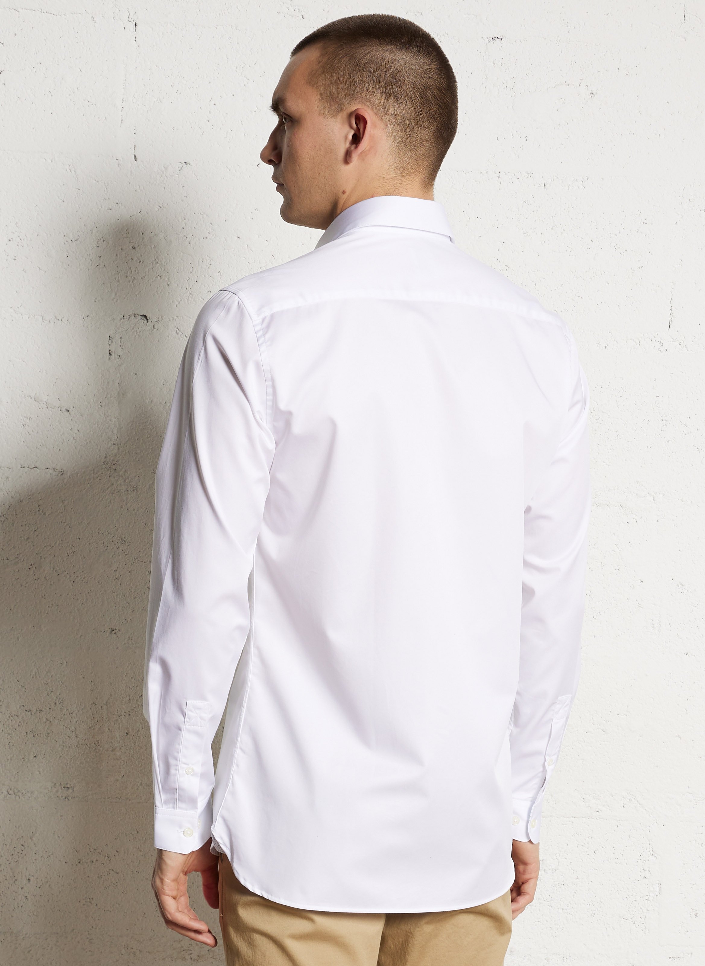 Slim-fit cotton shirt with classic collar AU PRINTEMPS PARIS White