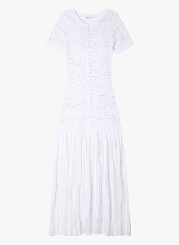 Long round-Neck lace dress White Sandro - Women | Place des Tendances Long round-Neck lace dress White Sandro - Women | Place des Tendances