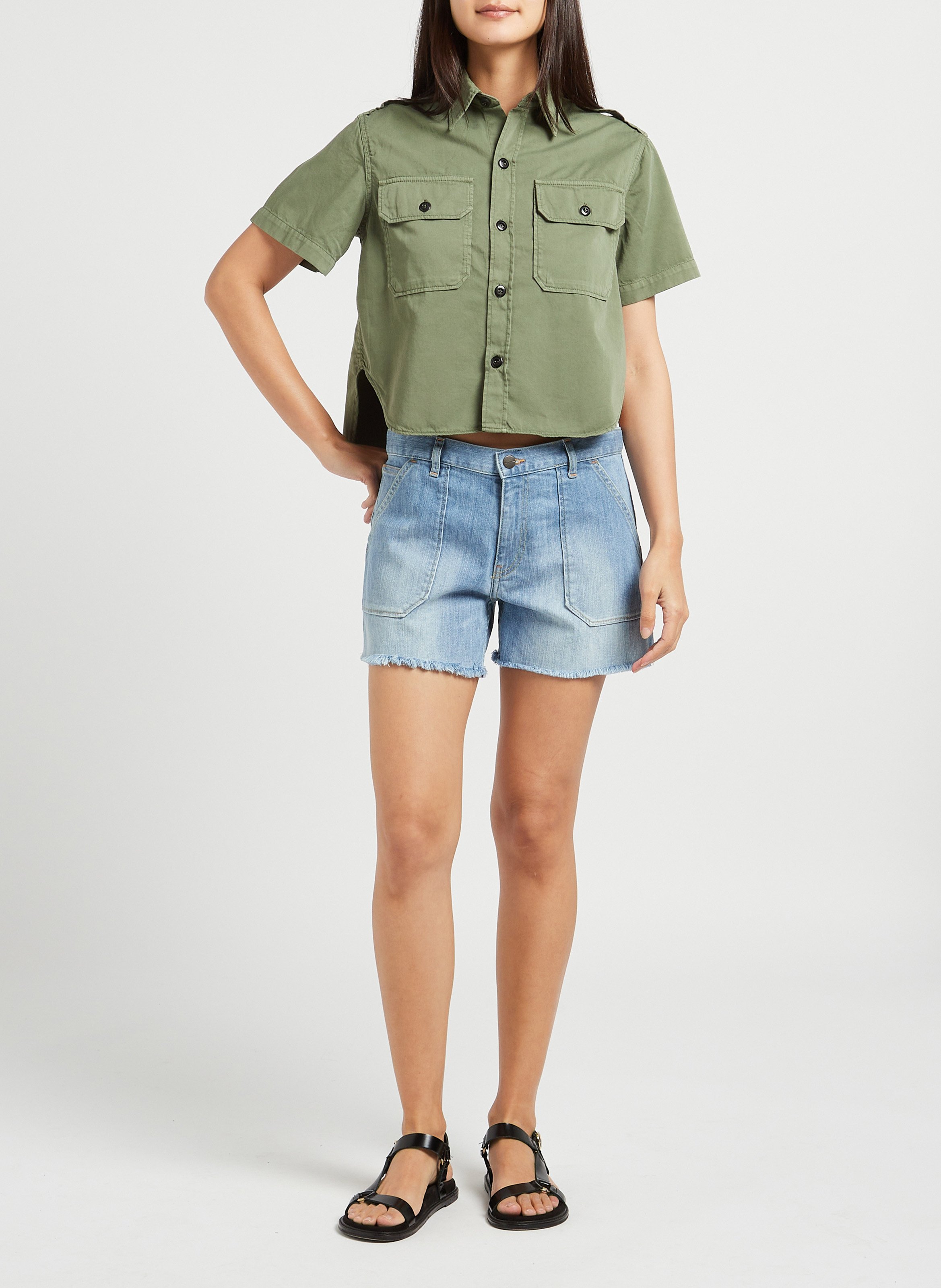 Short droit en coton mélangé ACQUAVERDE Bleu