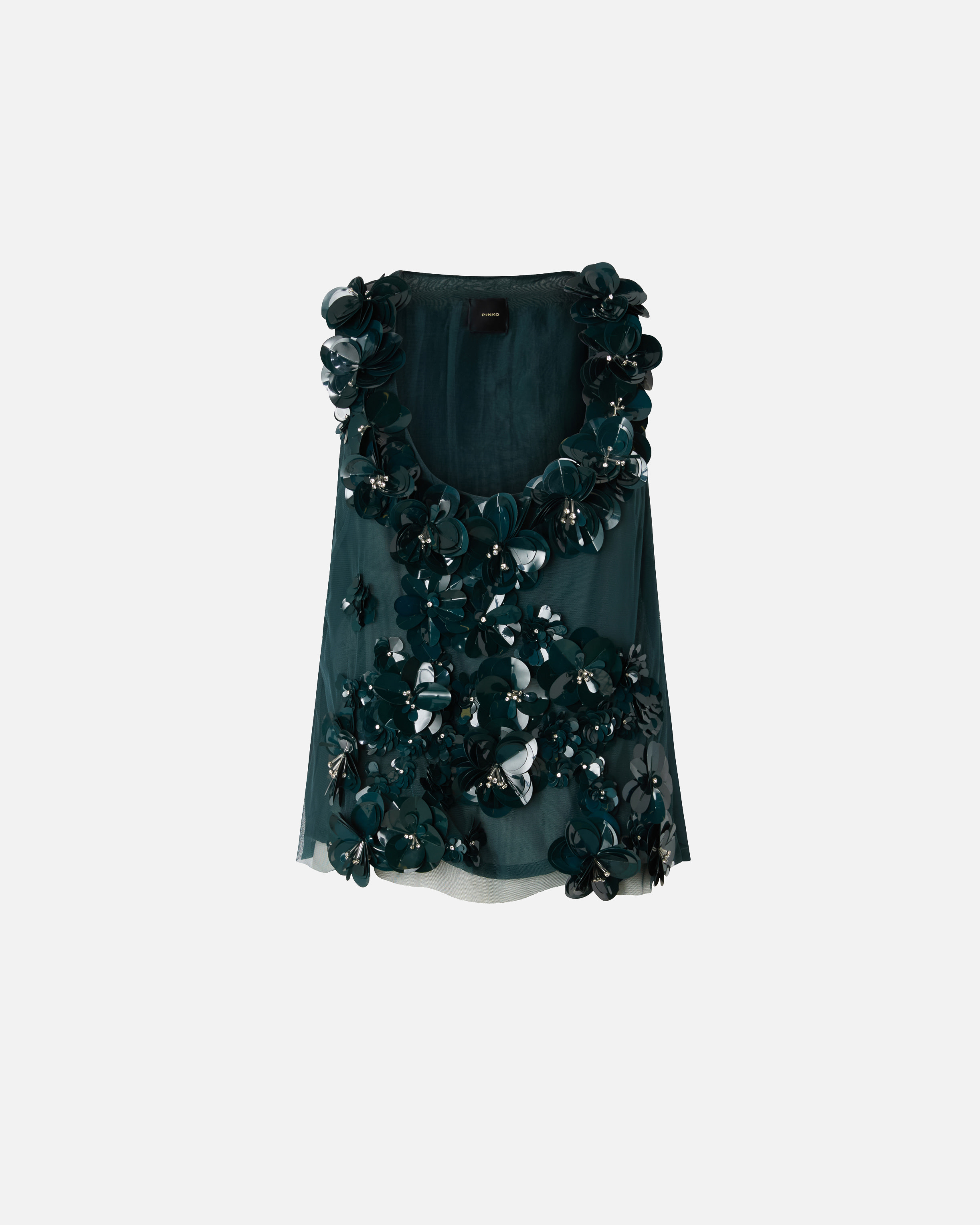 Top with floral jewels PINKO Green