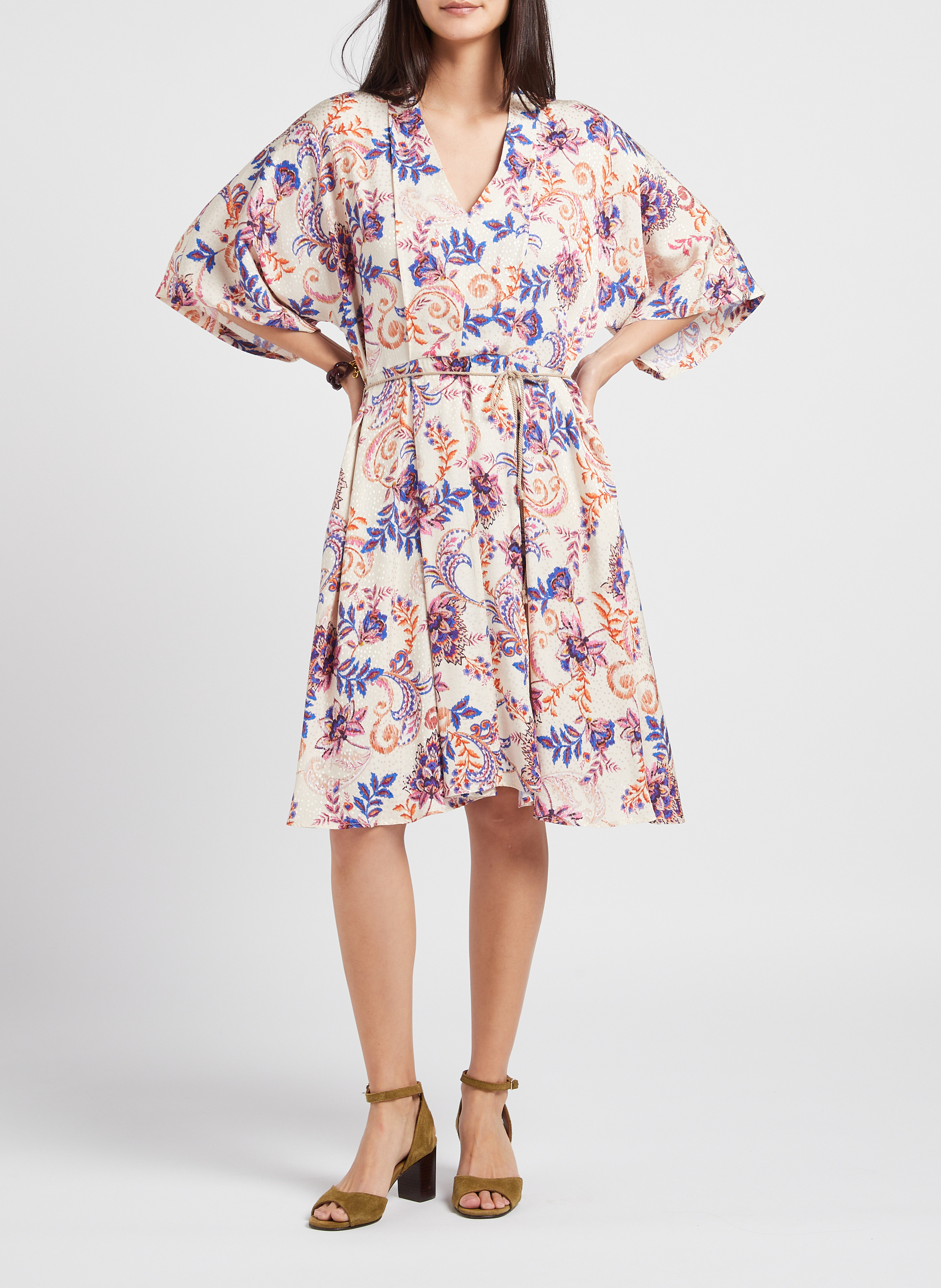 Robe courte évasée à imprimé ATTIC AND BARN Multicolore