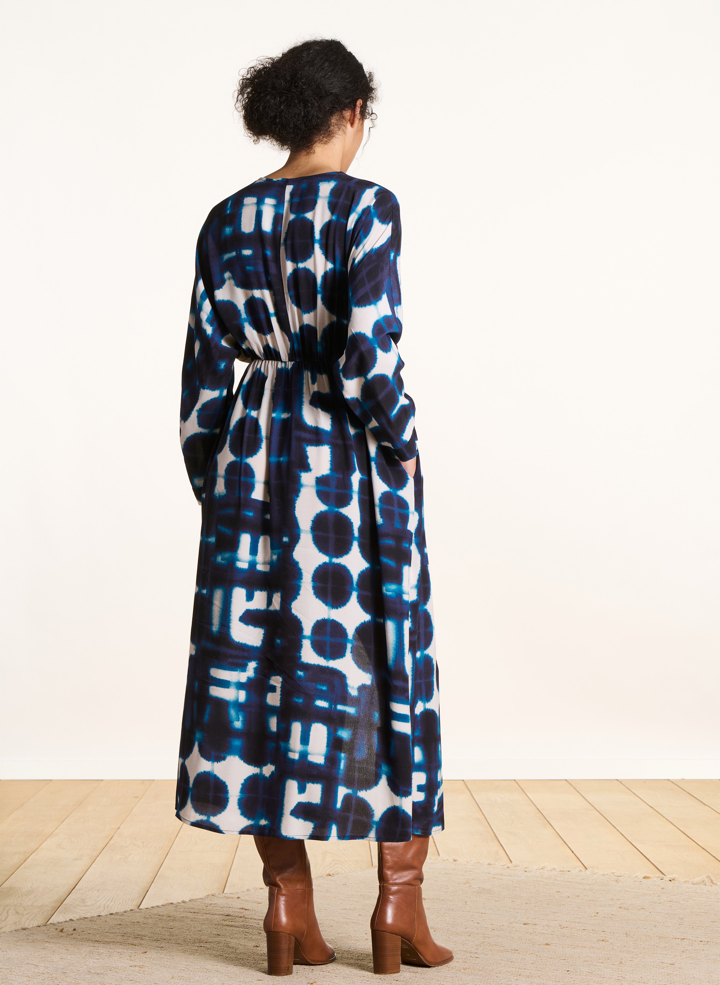 Robe longue imprimée col v LA FEE MARABOUTEE Bleu