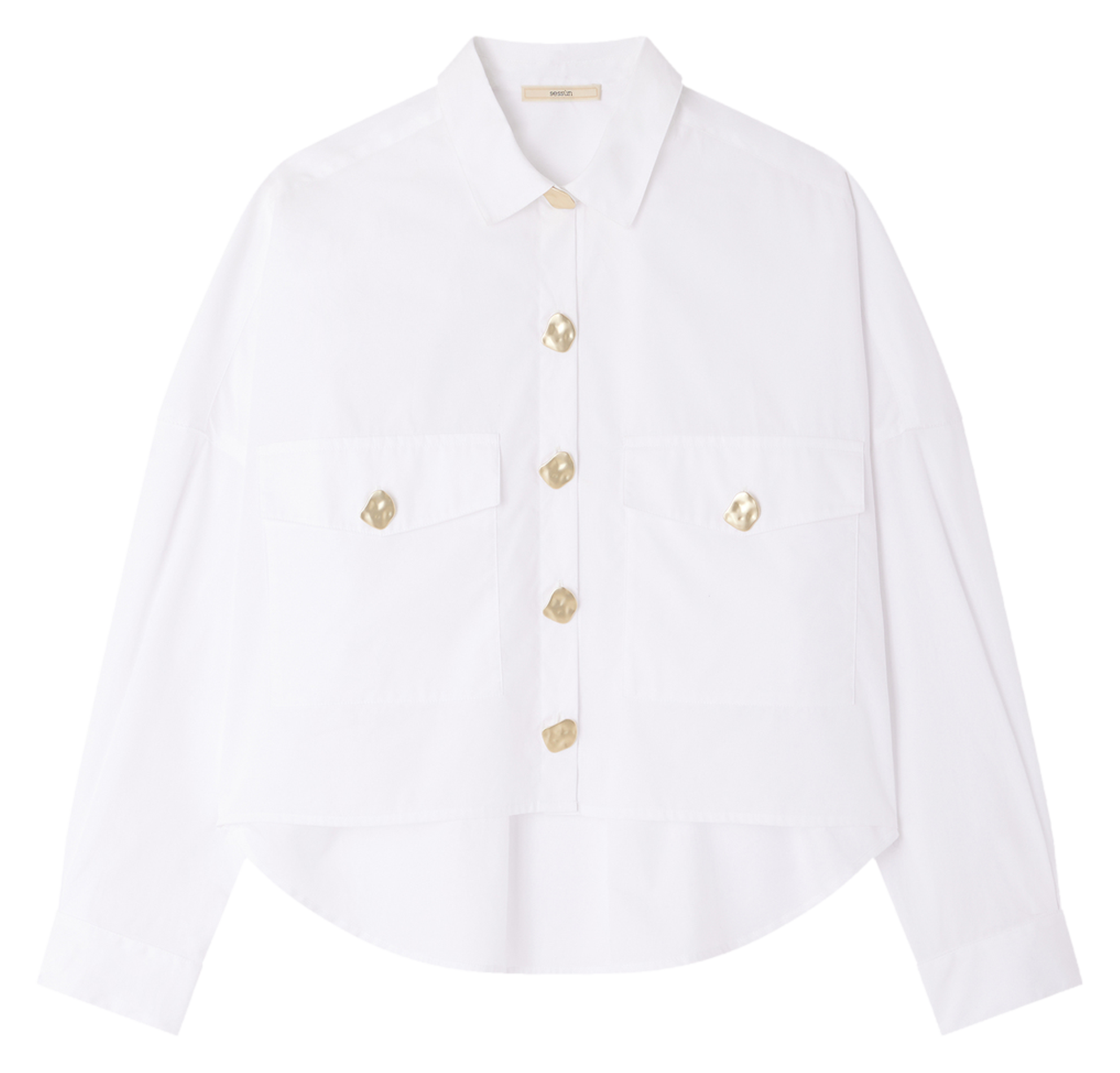 Chemise col classique manches contrastantes en coton SESSUN White