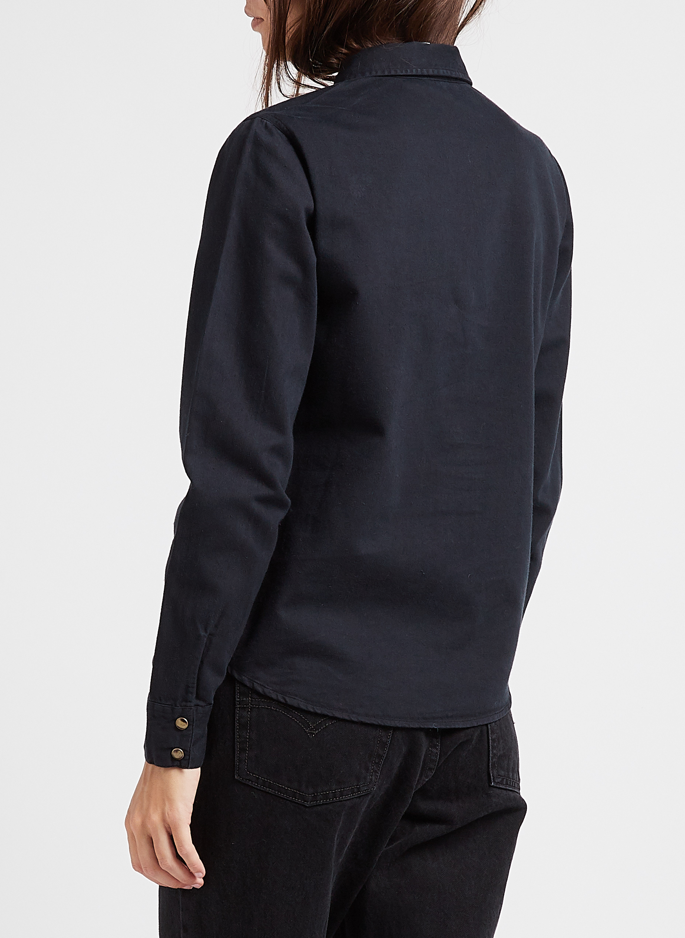 Katoenen blouse met klassieke kraag SWILDENS Zwart