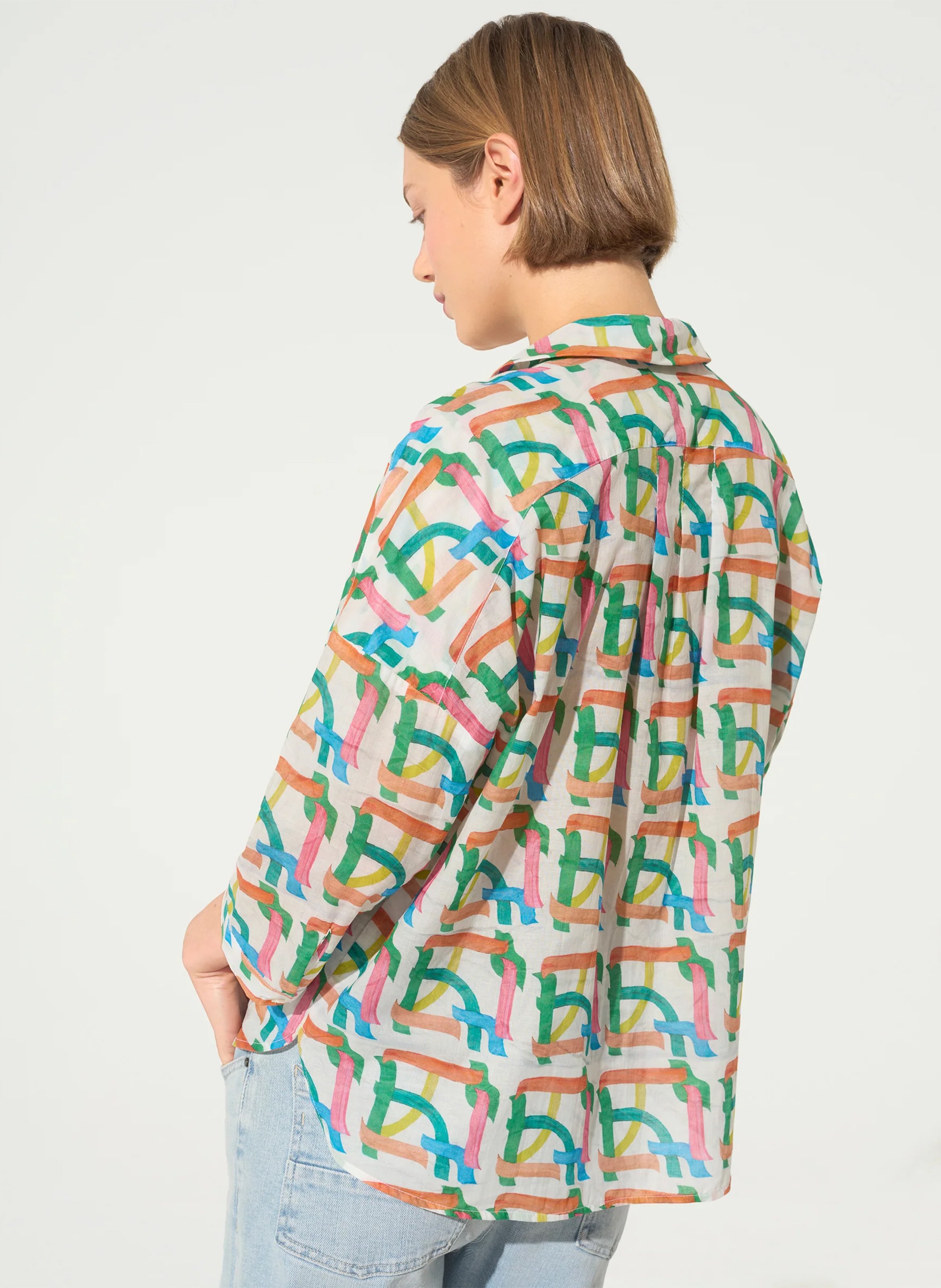 Chemise oversize à carreaux ACOTE Blanc