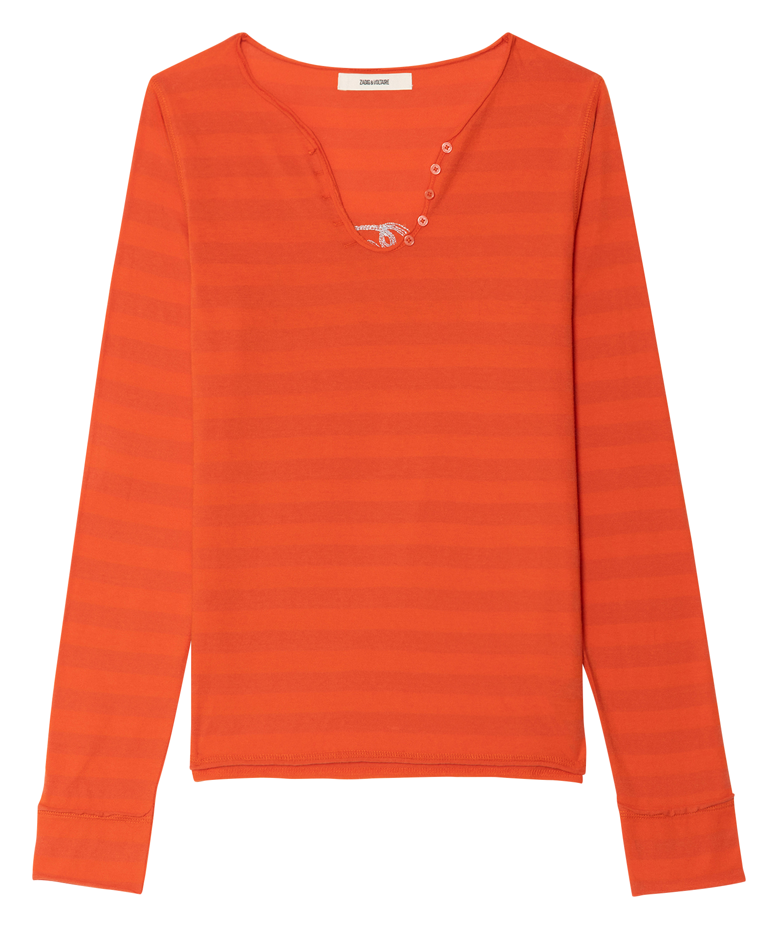 Gerade geschnittenes Baumwoll-T-Shirt mit Henley-Ausschnitt ZADIG&VOLTAIRE Orange