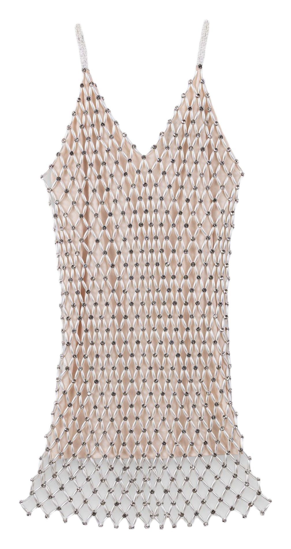 Korte jurk met glittersteentjes MAJE Beige