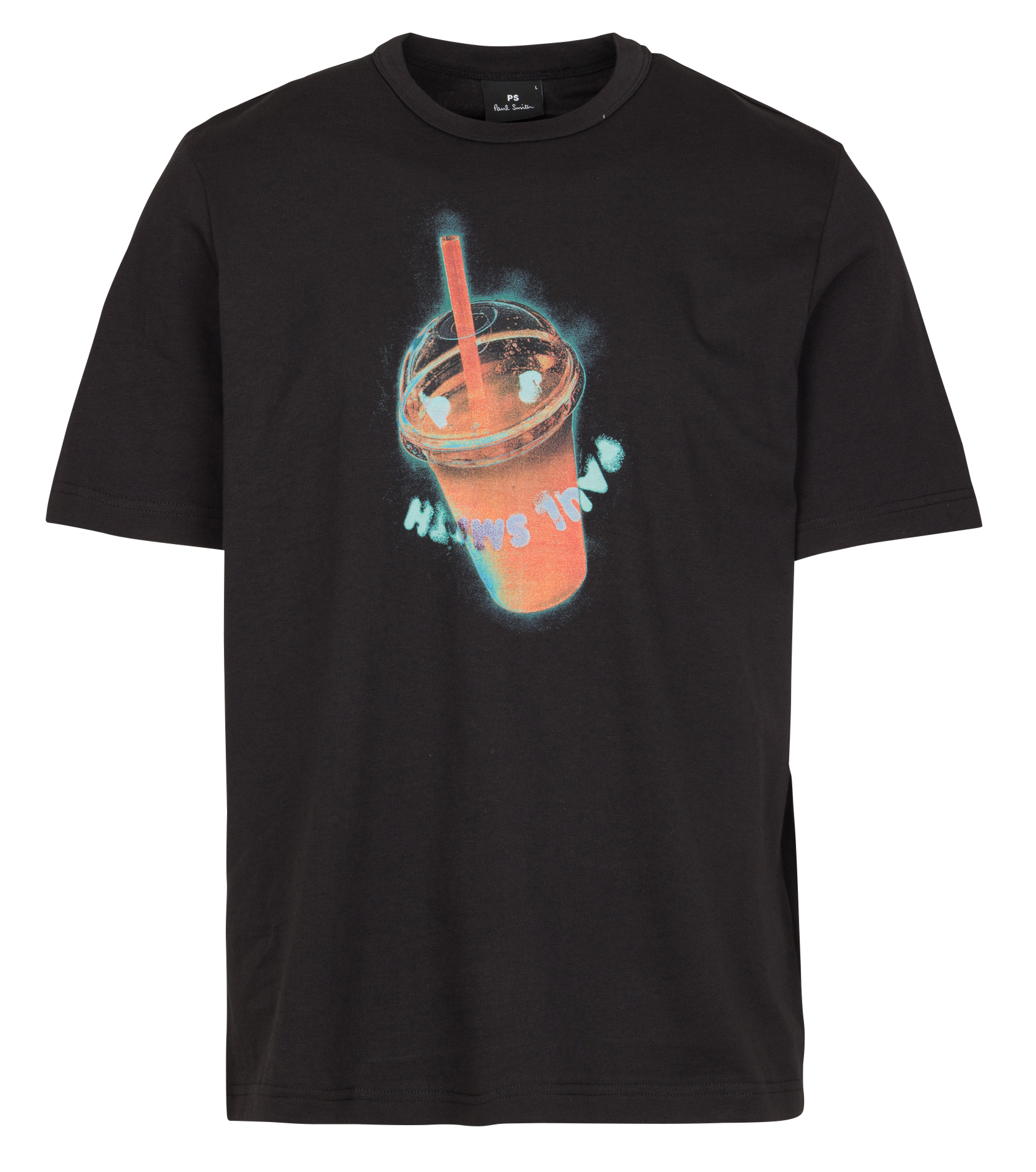 Straight screen-printed organic cotton round-neck T-shirt PAUL SMITH Black