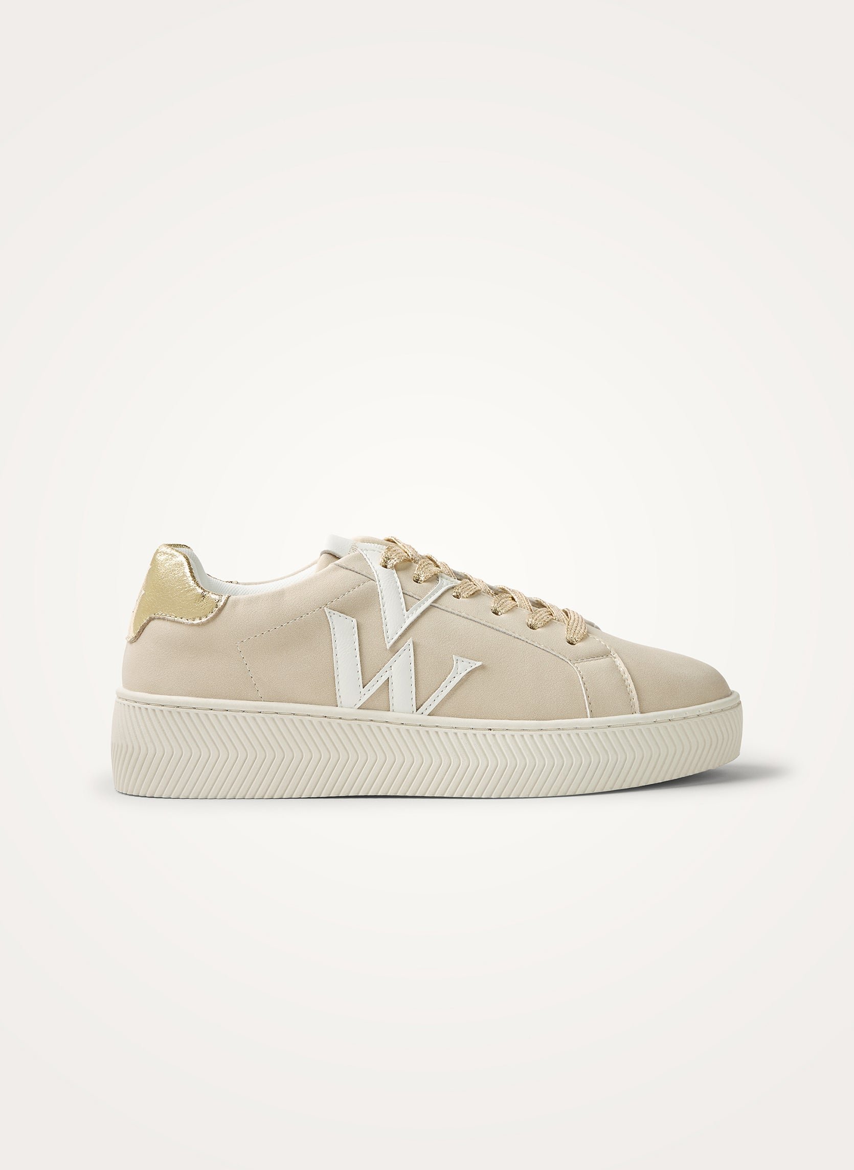 Monogram sneakers with chevron sole. VANESSA WU Beige