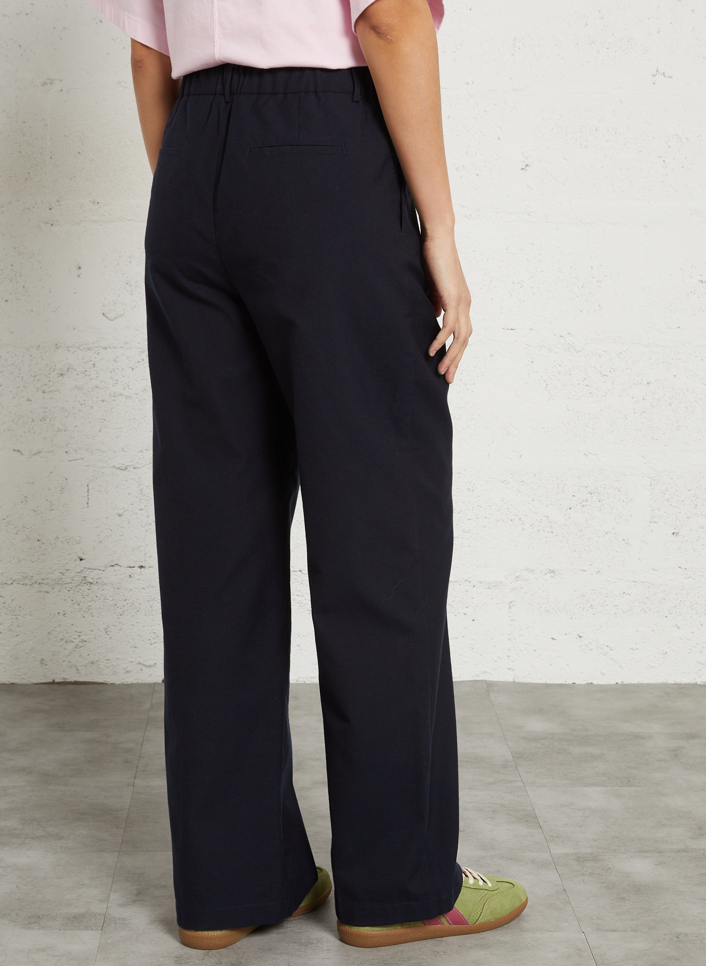 Wide-leg pants in wool and cotton blend POMANDERE Blue
