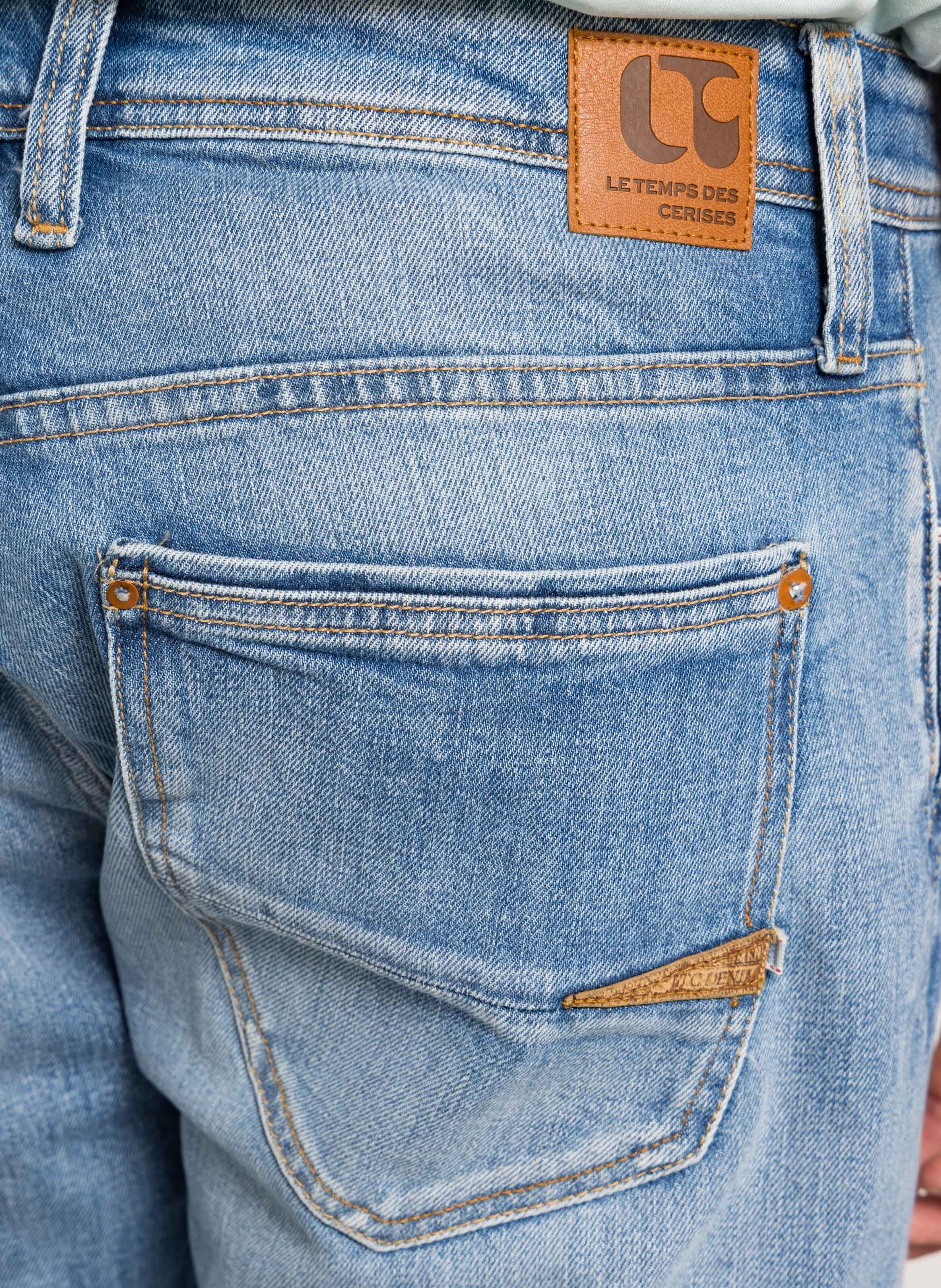 Jeans droit en coton mélangé LE TEMPS DES CERISES Bleu