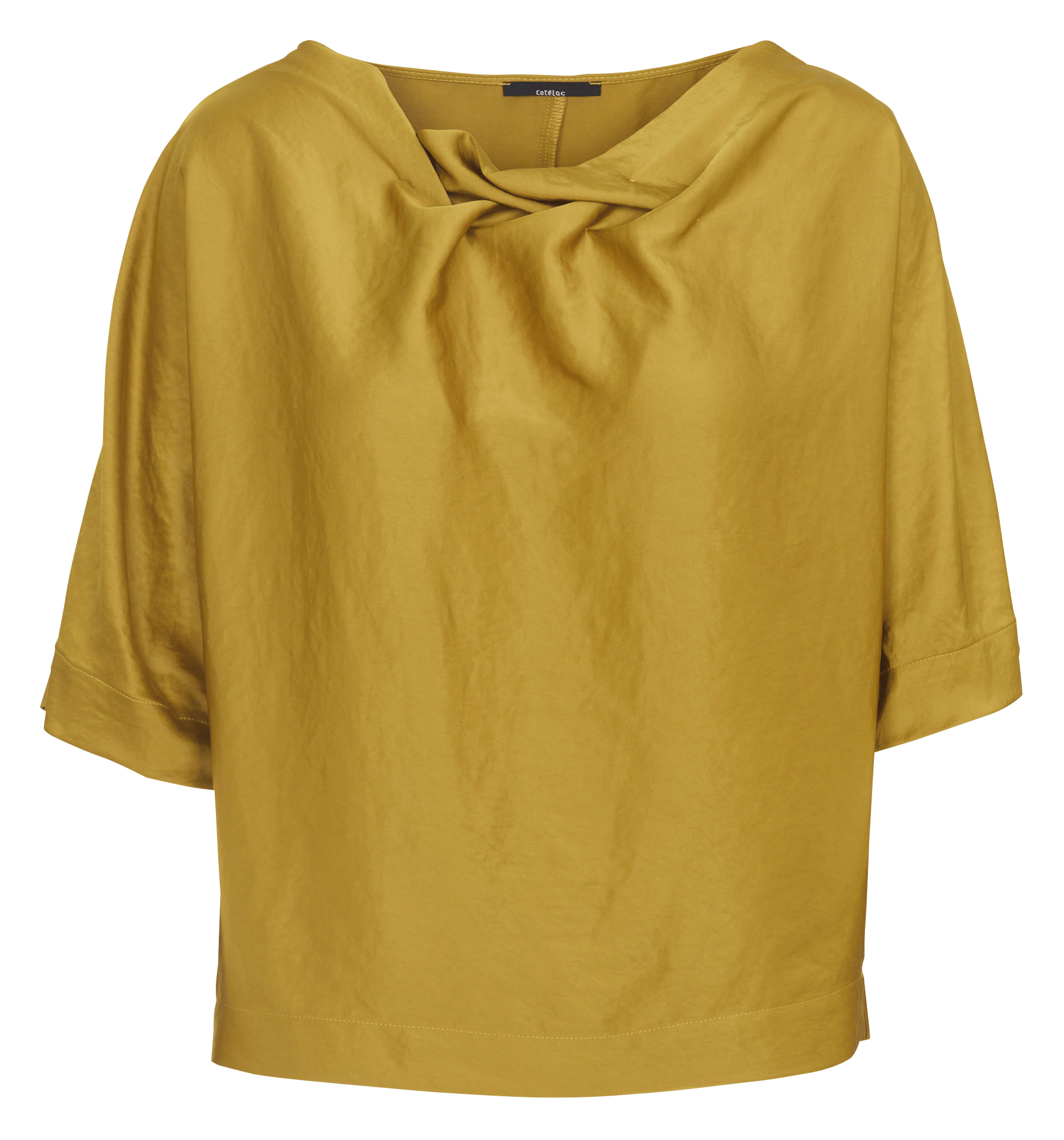 Satin top with asymmetrical neckline COTELAC Yellow
