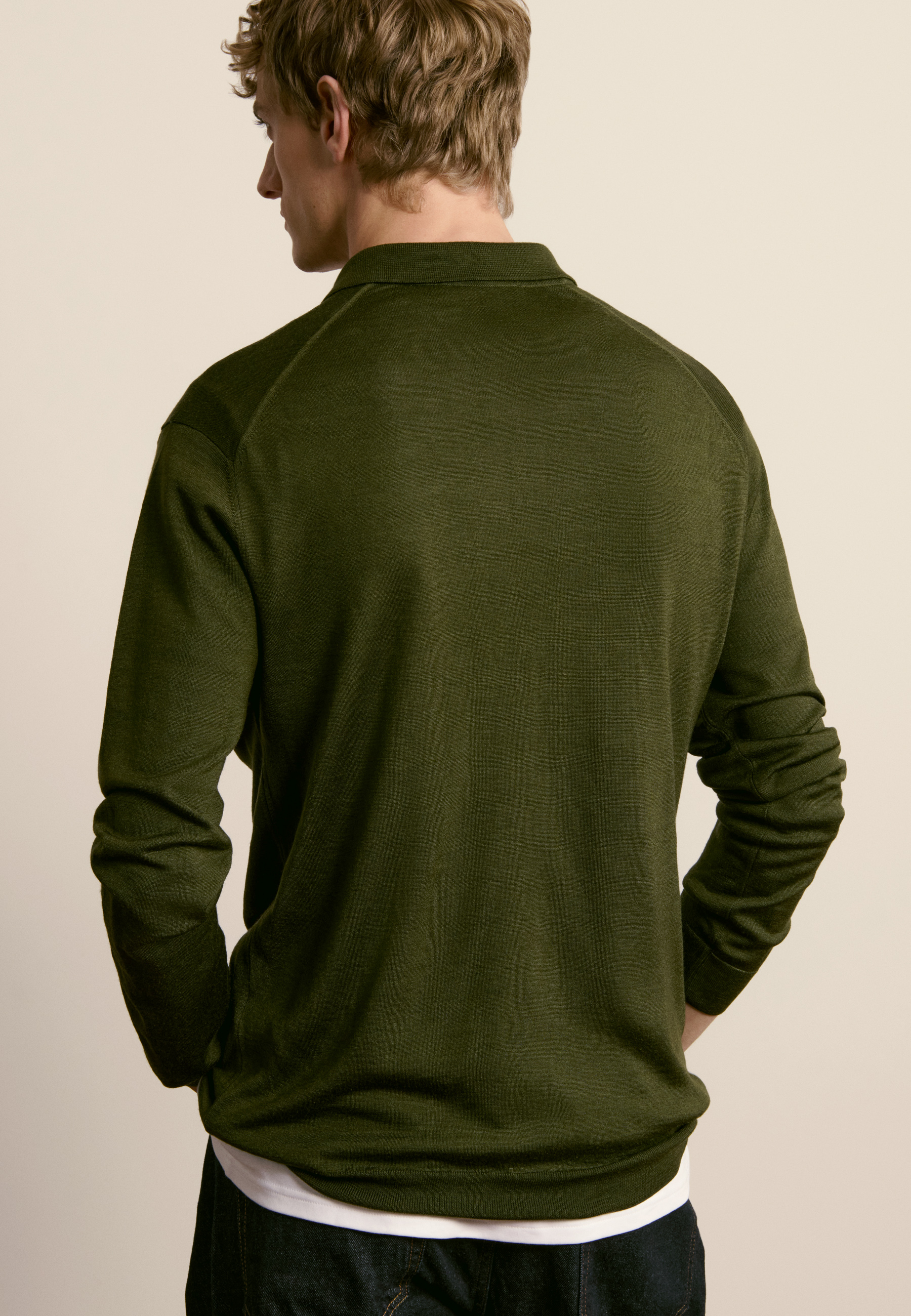 Wool and silk polo neck sweater MAISON MONTAGUT Khaki