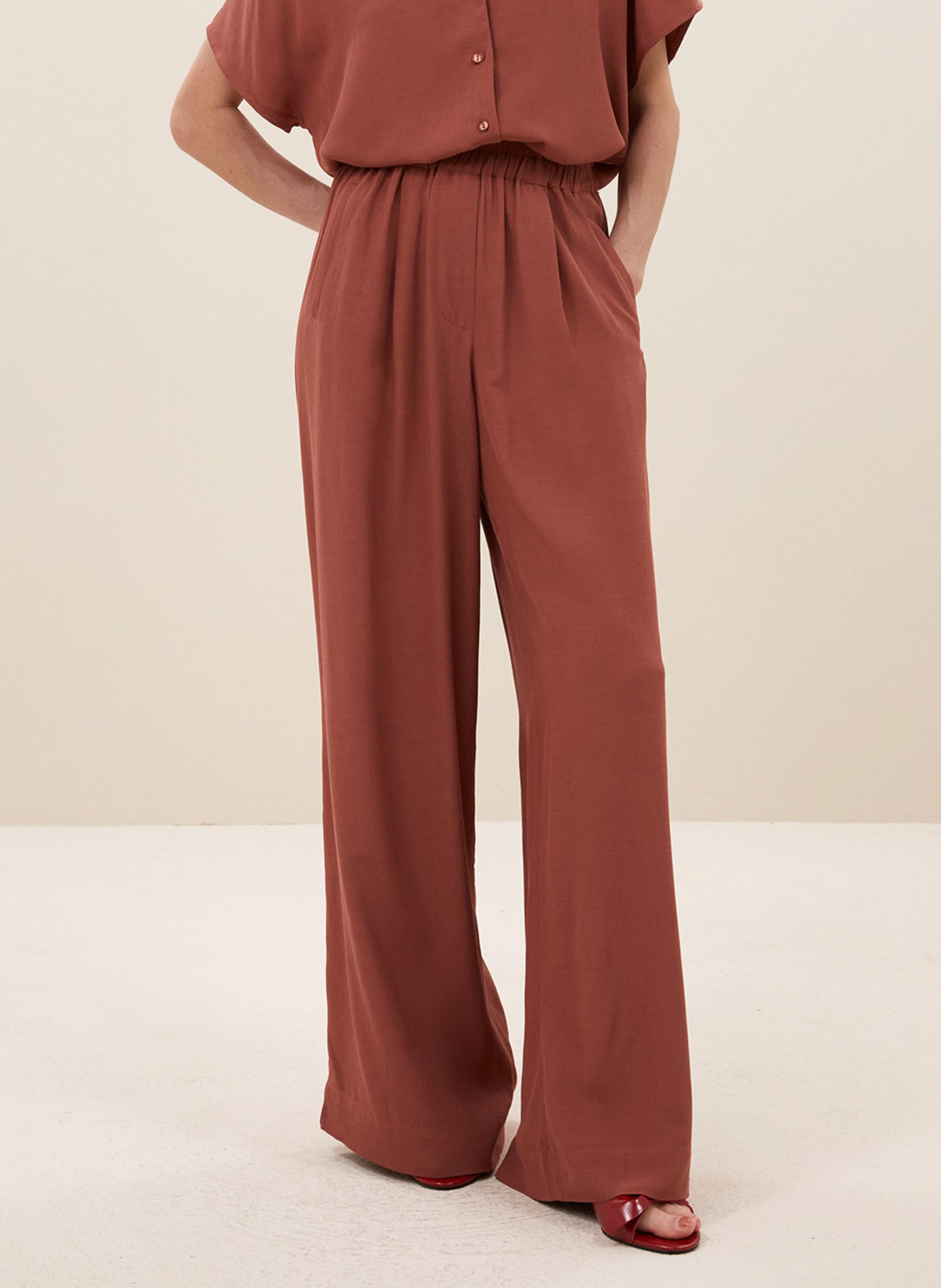 Wide-leg pants with braces BY BAR Pink