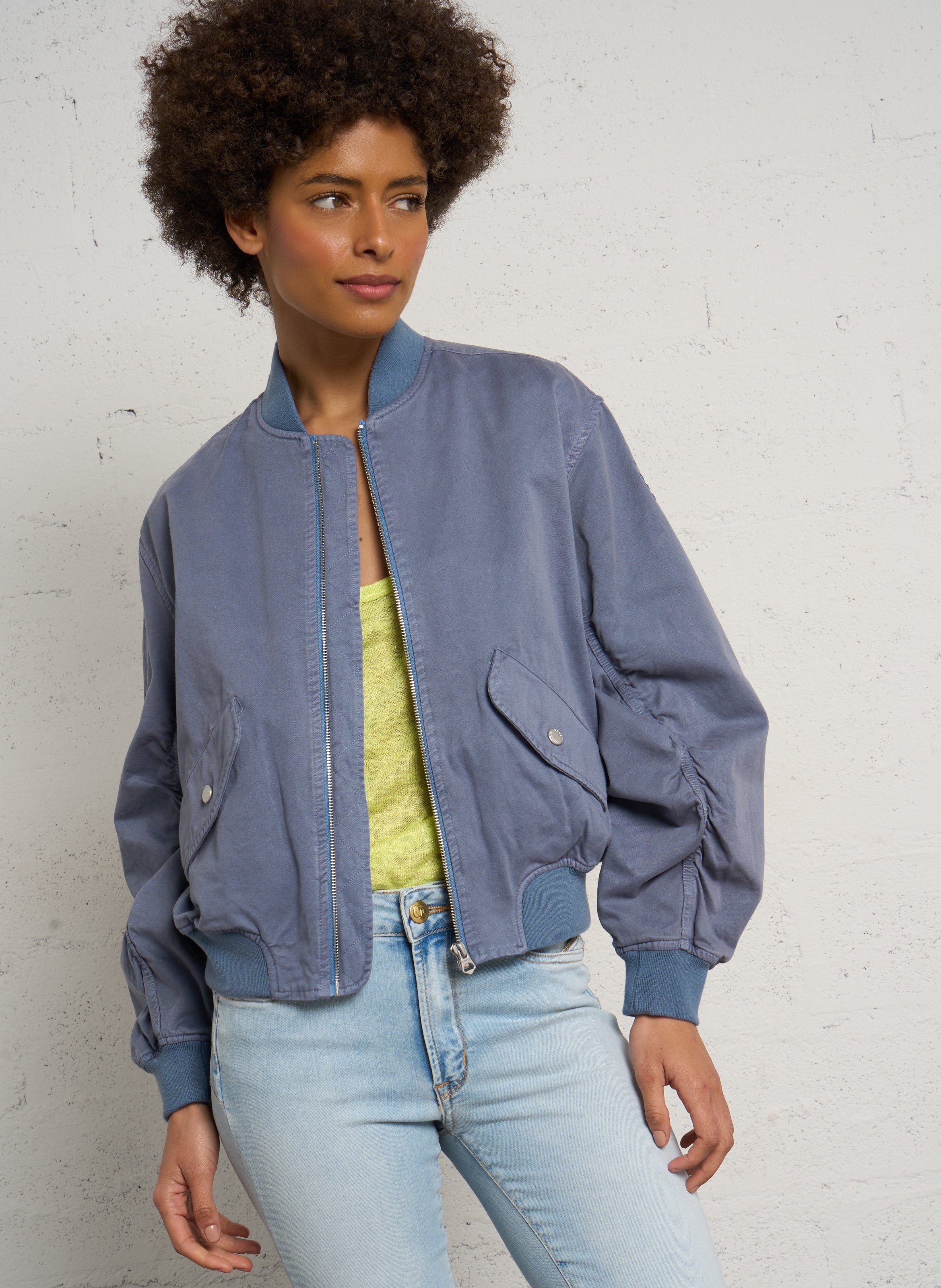 Oversized cotton teddy collar jacket SCHOTT