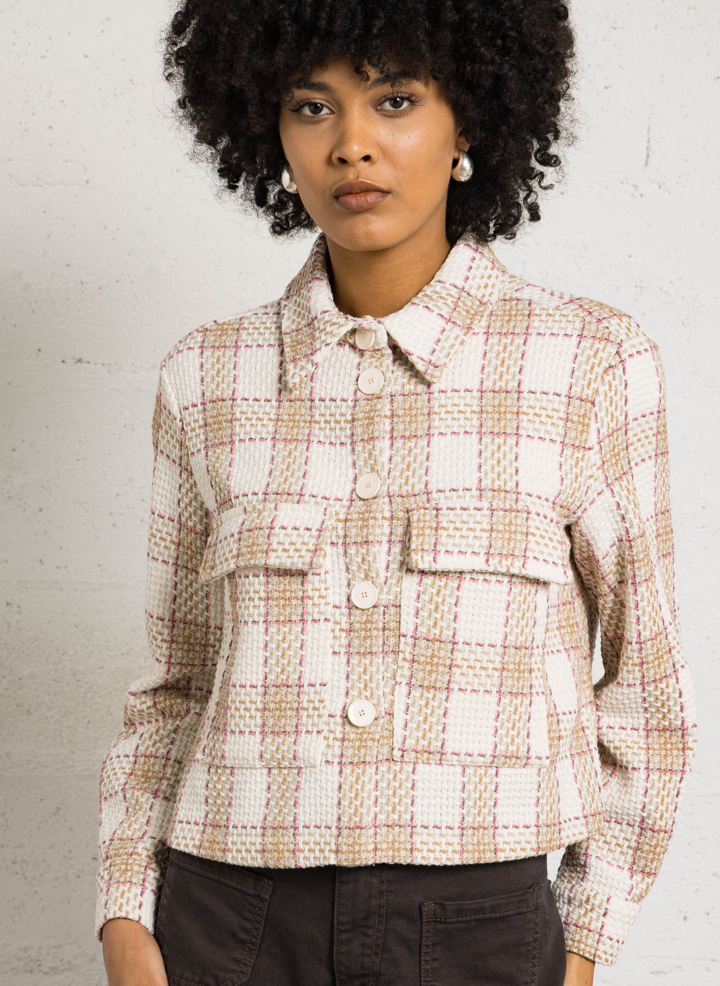 Oversized jas van gemengd katoen PLEASE Beige