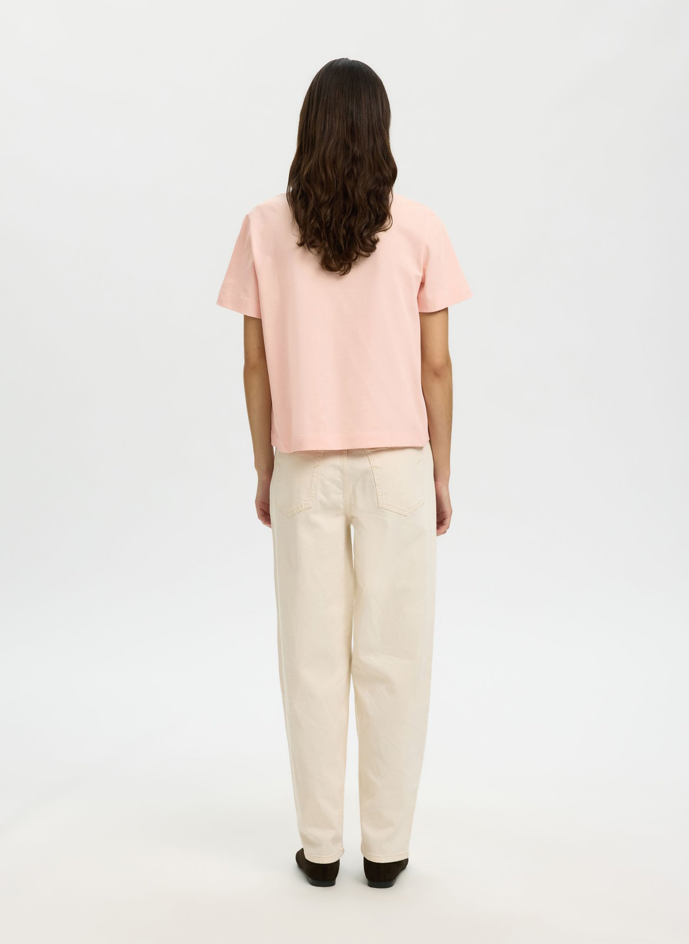 Oversized organic cotton T-shirt SELECTED Pink
