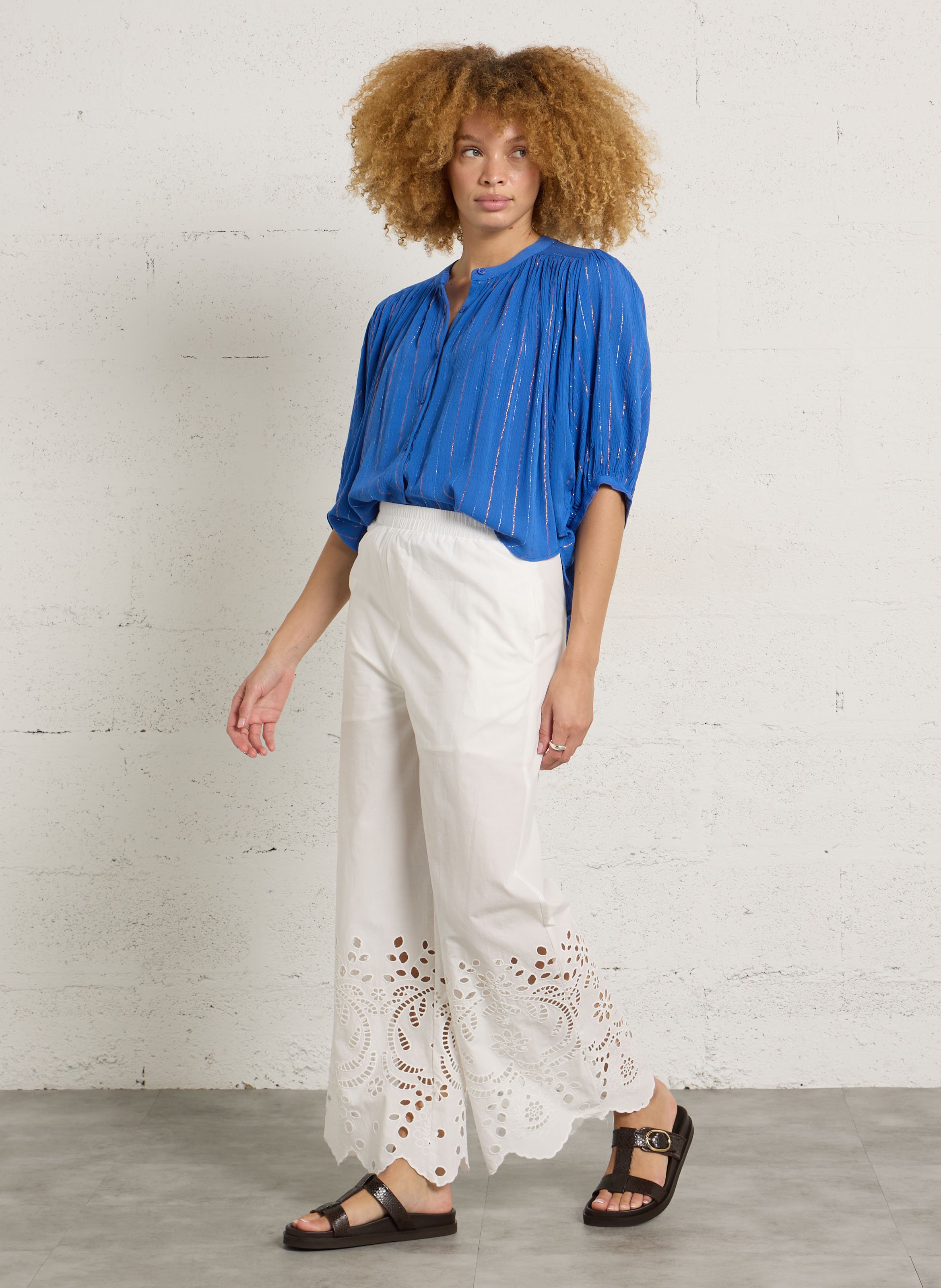 Wide cotton trousers  SEE U SOON White