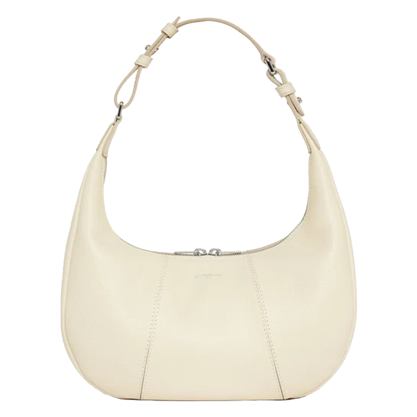 Kleine hobo tas met rits in korrelig leer LE TANNEUR Wit