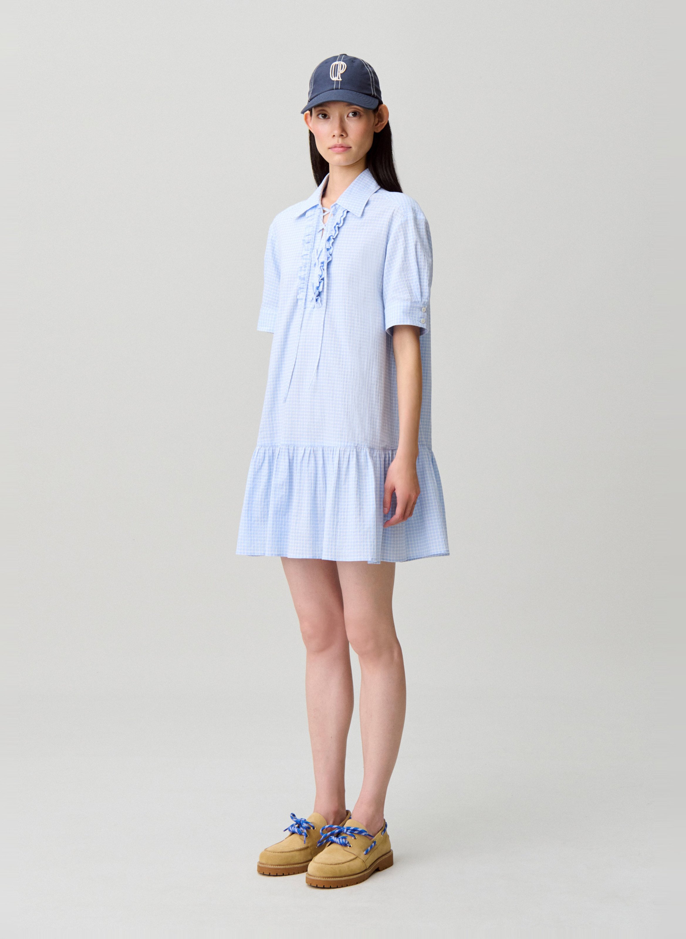 Robe curte col classique en coton mélangé imprimé CLAUDIE PIERLOT Multicolore