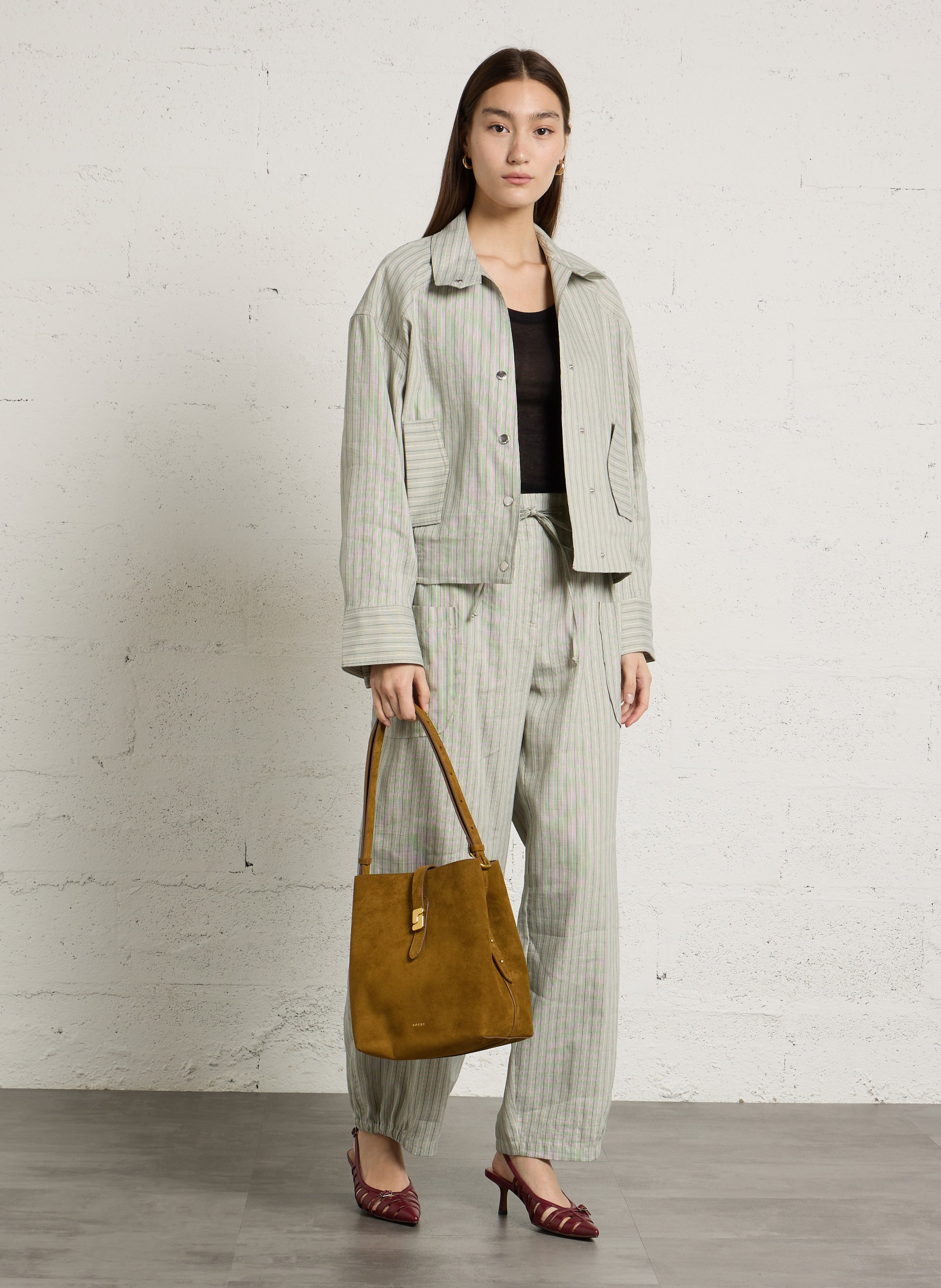 Umhängetasche mit Monogramm aus Wildleder SOEUR Braun