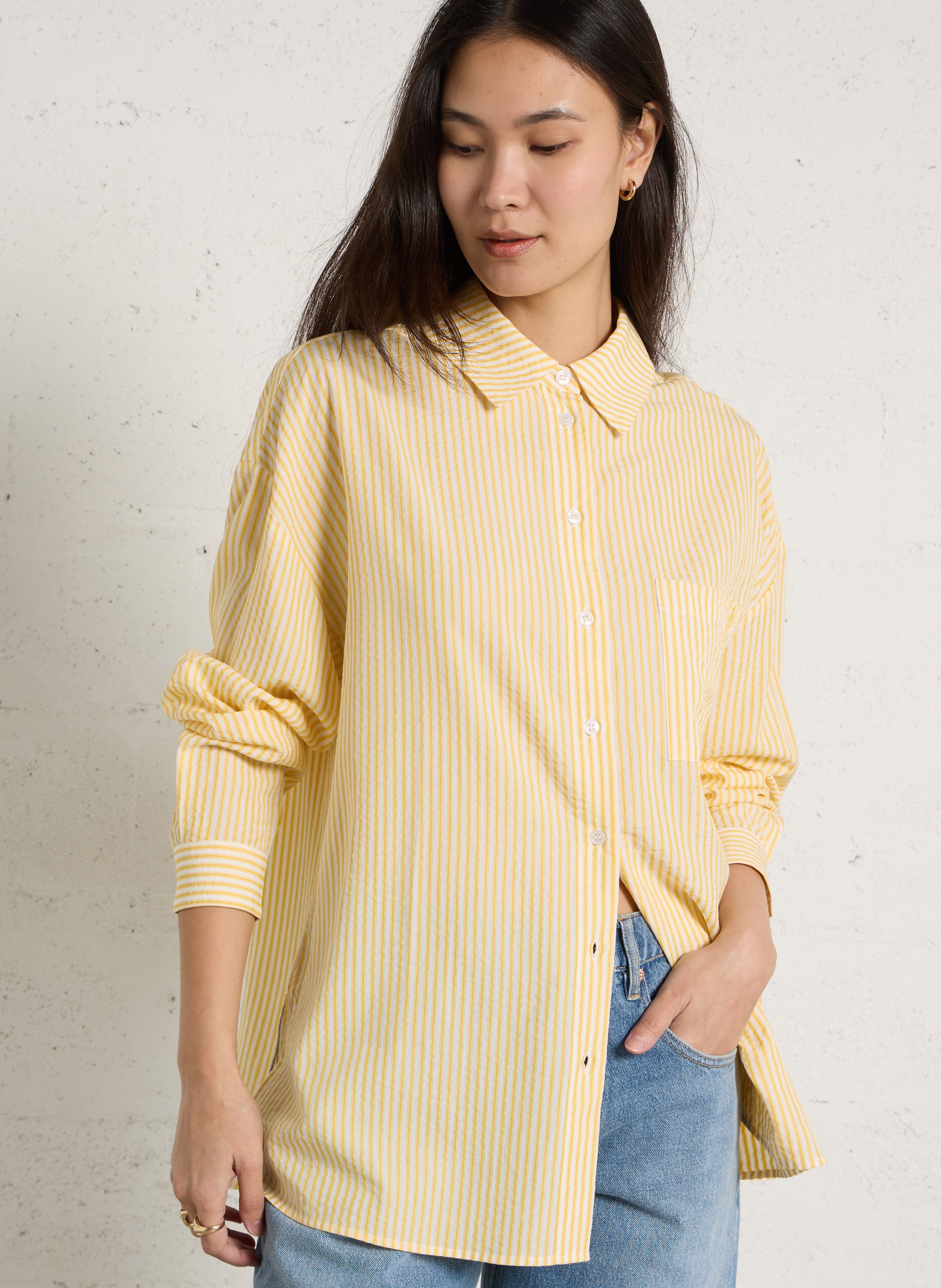 Chemise oversize à rayures THE NEW SOCIETY Jaune