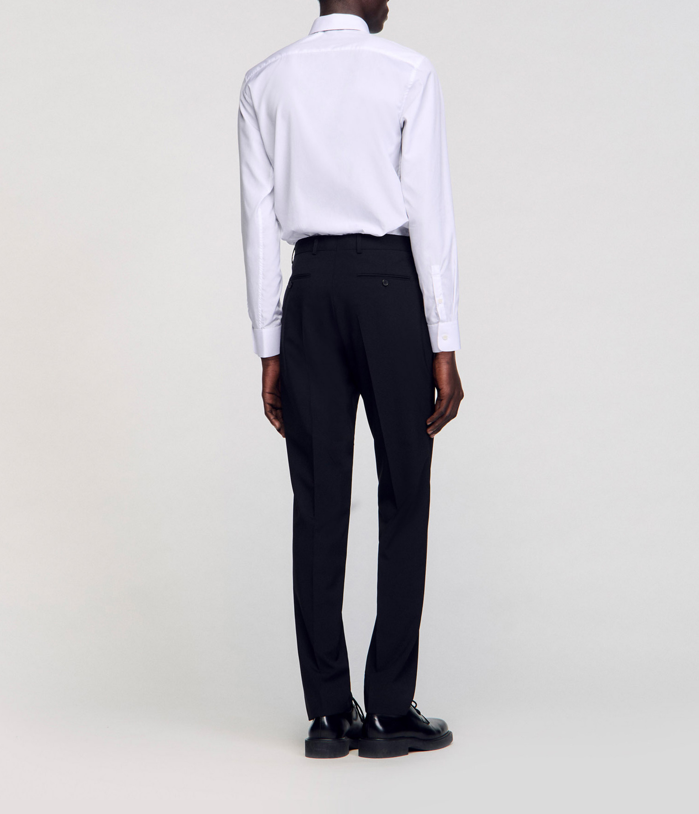 Pantalon de costume regular-fit en laine SANDRO Noir