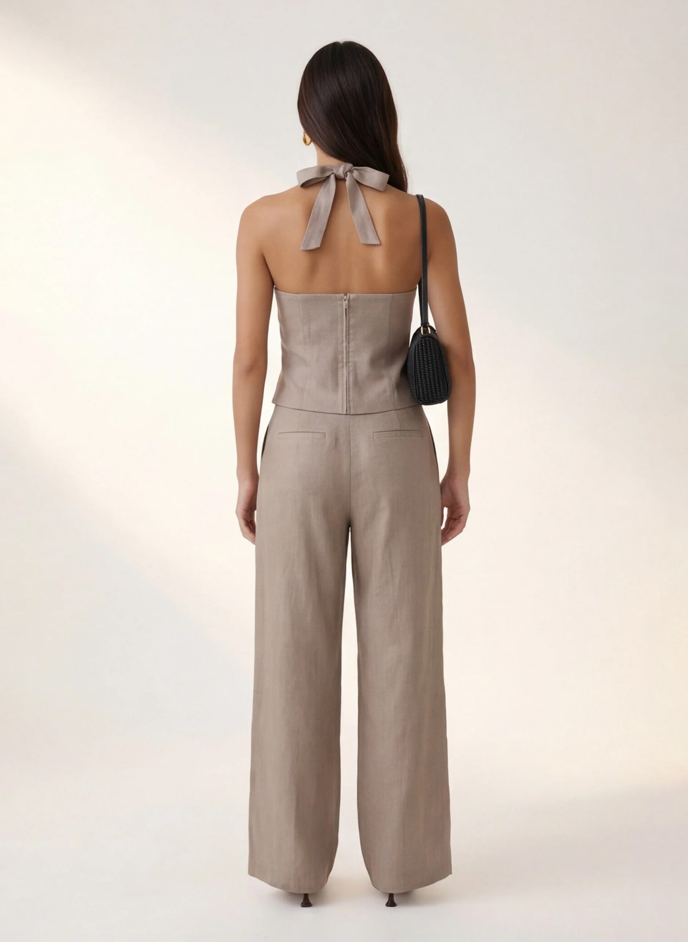 Straight linen trousers KOOKAI Brown