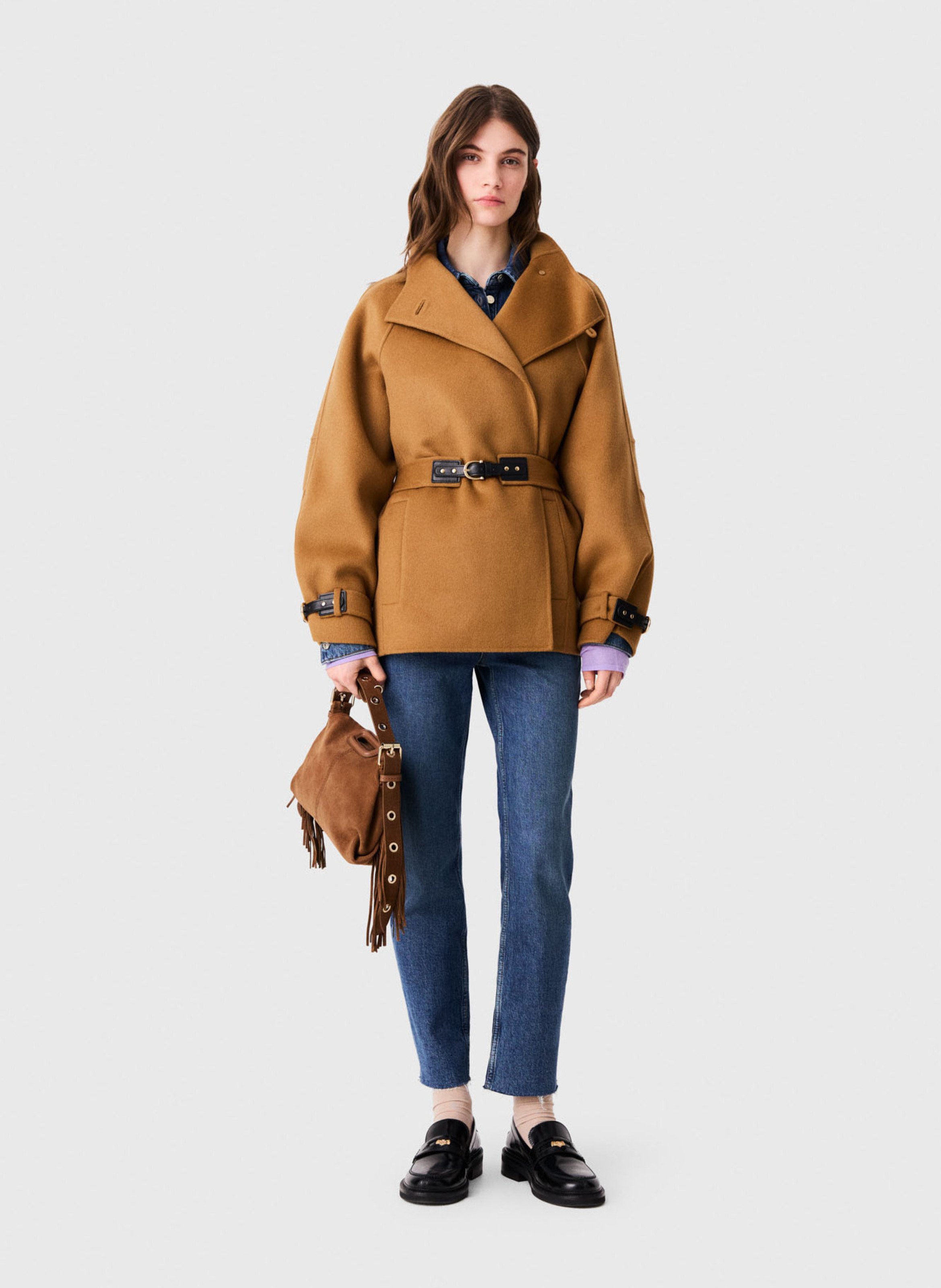 Manteau cintré en laine mélangée MAJE Beige