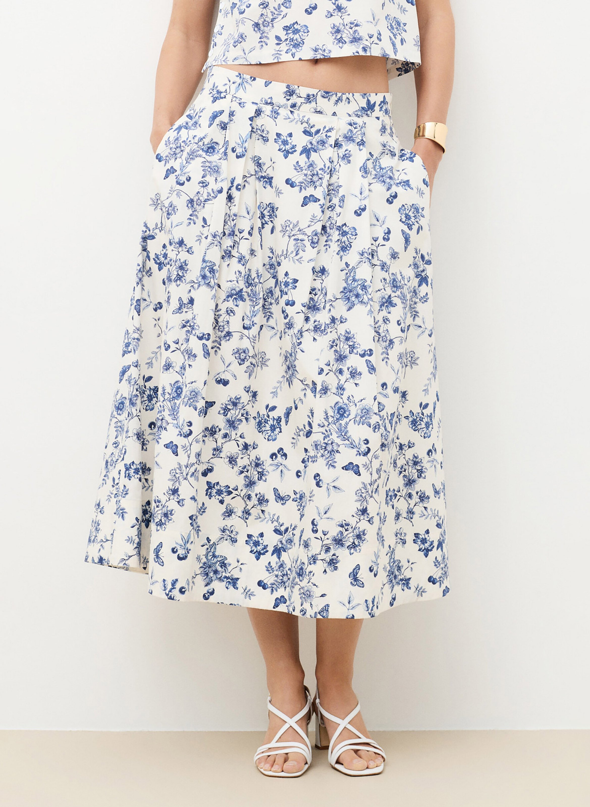 Printed midi skirt CAROLL Beige