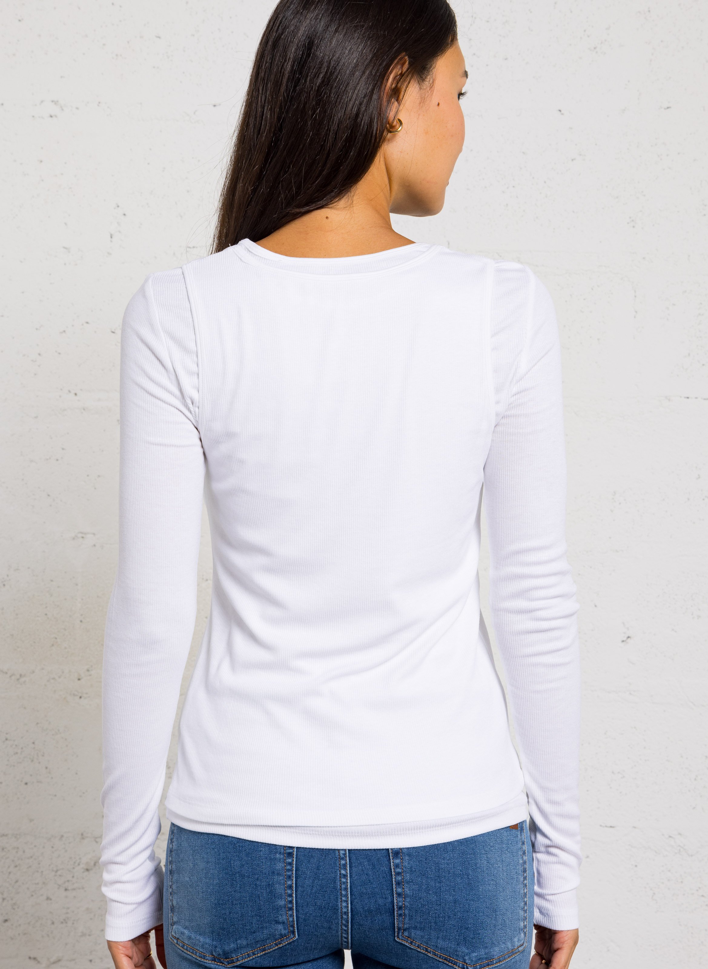 Recht T-shirt met ronde h MAJESTIC FILATURES Wit