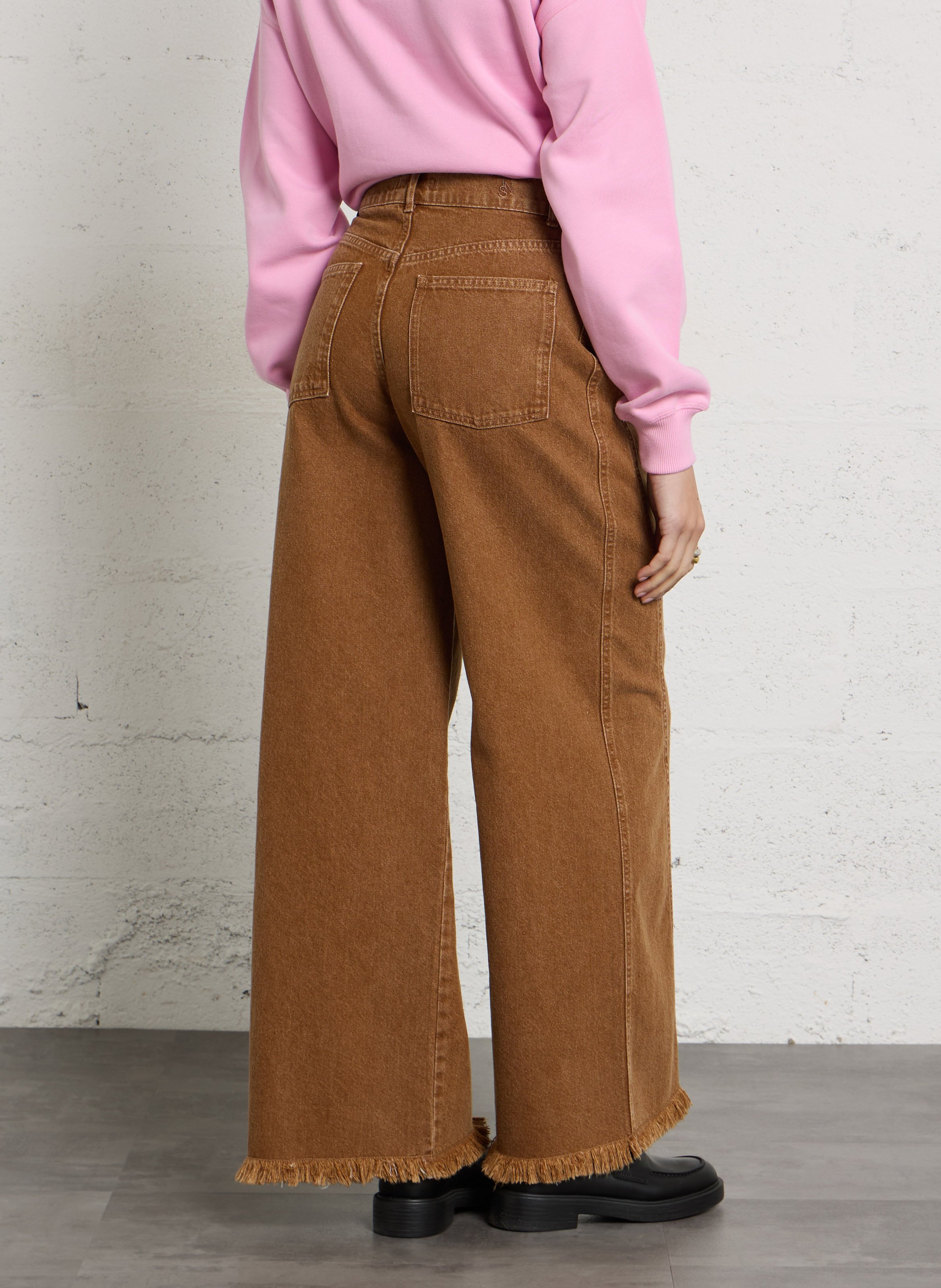 Wide-leg cotton-blend jeans THE NEW SOCIETY Brown