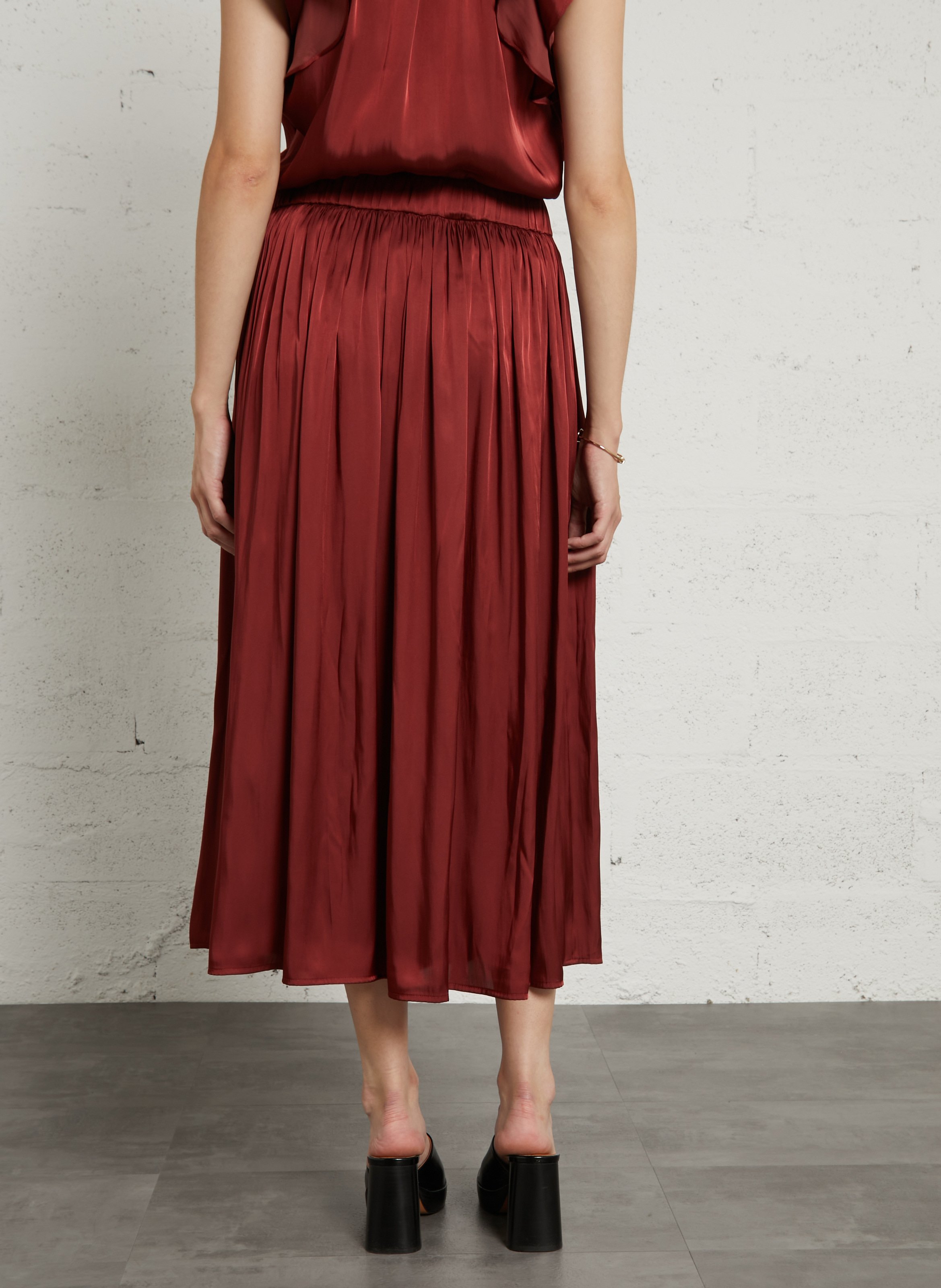 Jupe midi fluide taille haute MAISON 123 Rouge