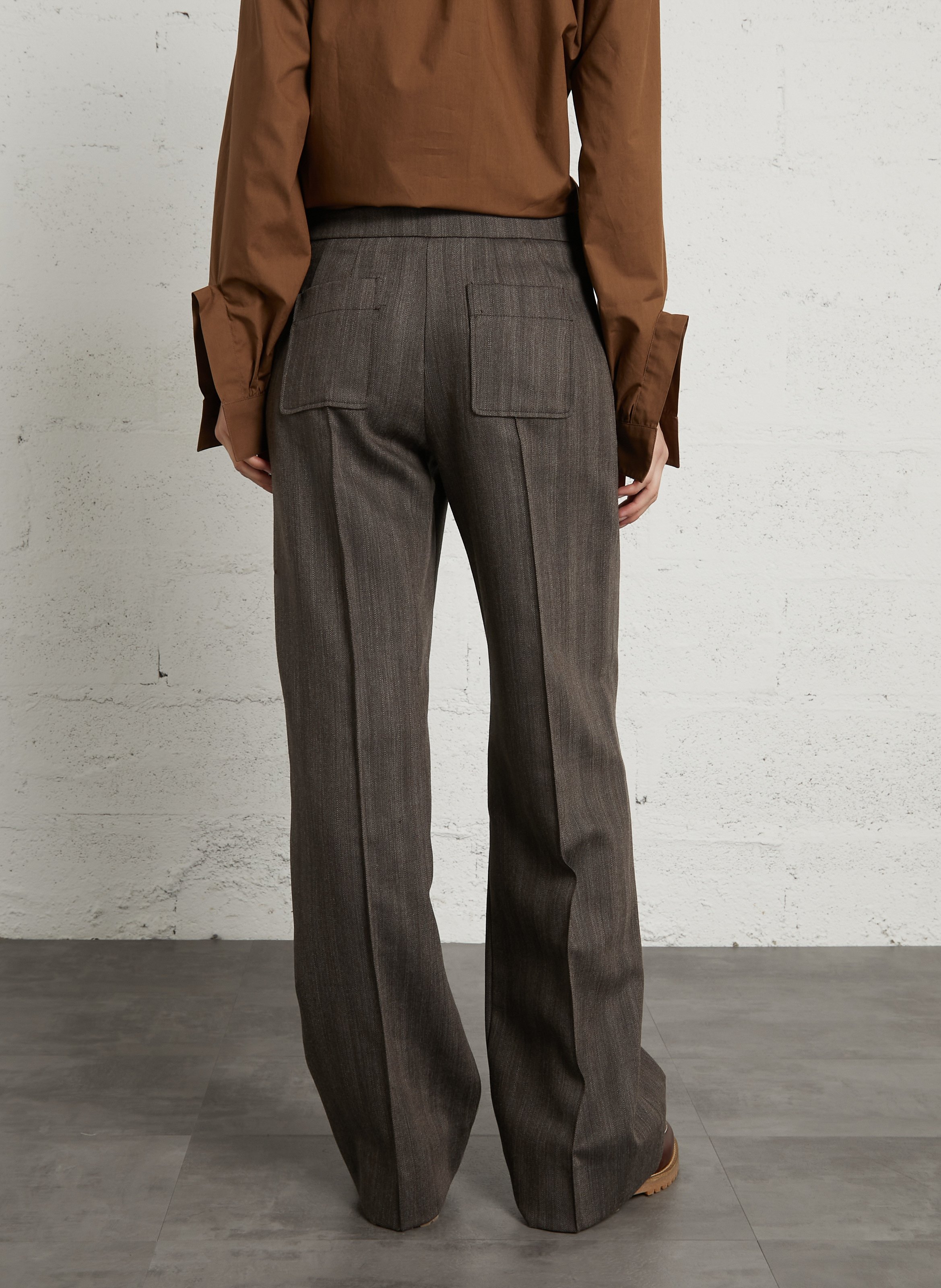 Rechte broek met plooien in wol SOEUR Bruin
