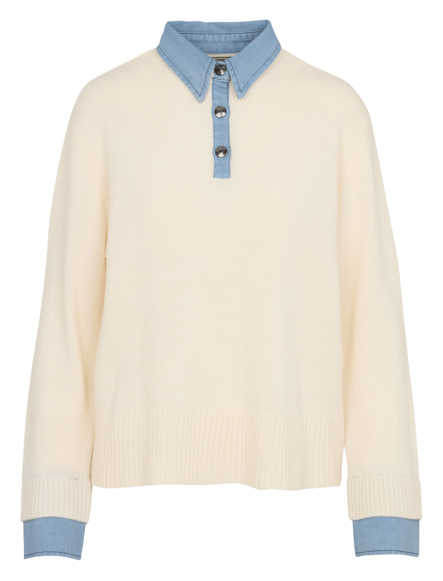 Gerader Pullover mit klassischem Kragen aus Wolle BERENICE Weiss