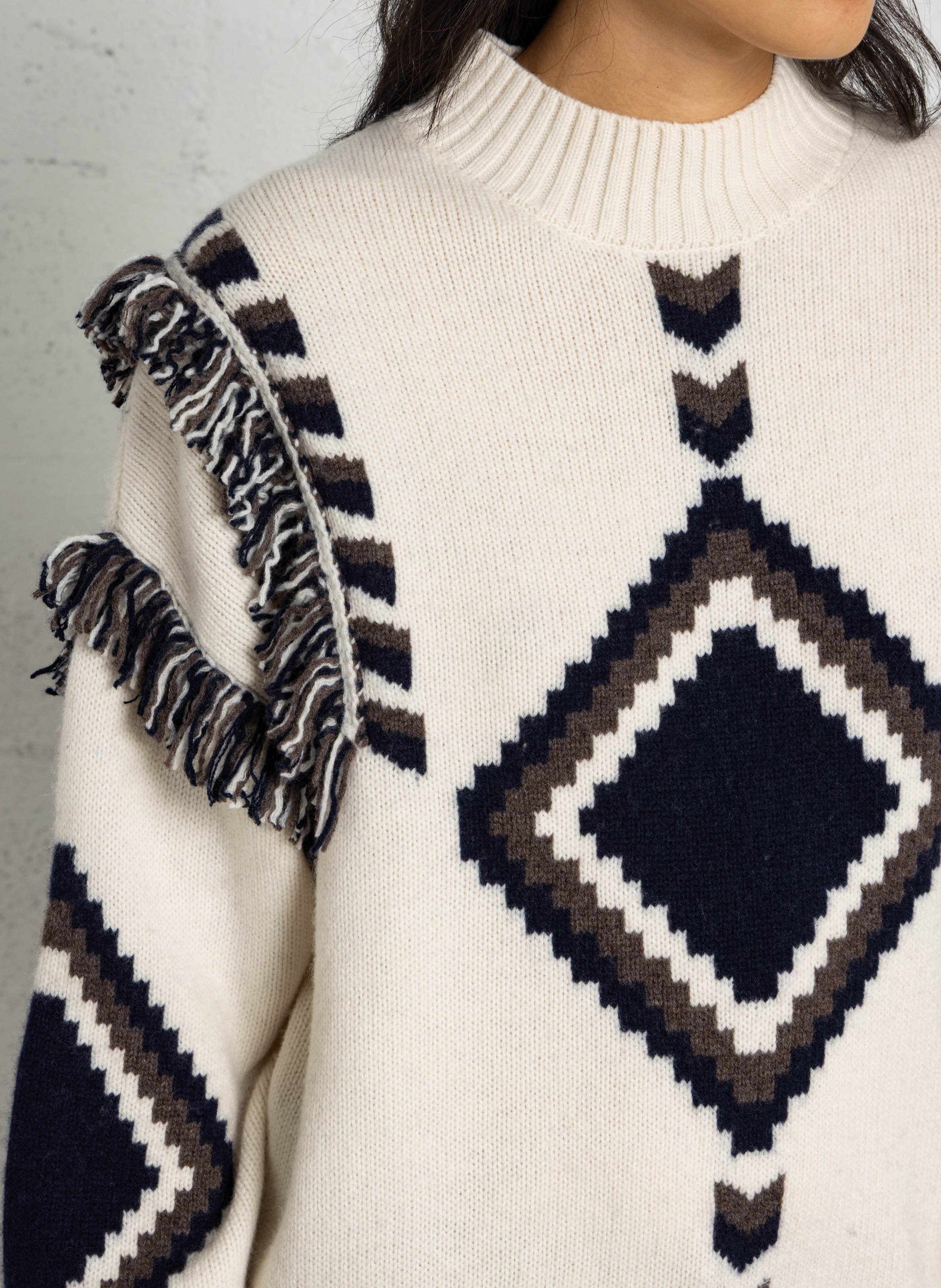 Round-neck wool sweater BERENICE Brown