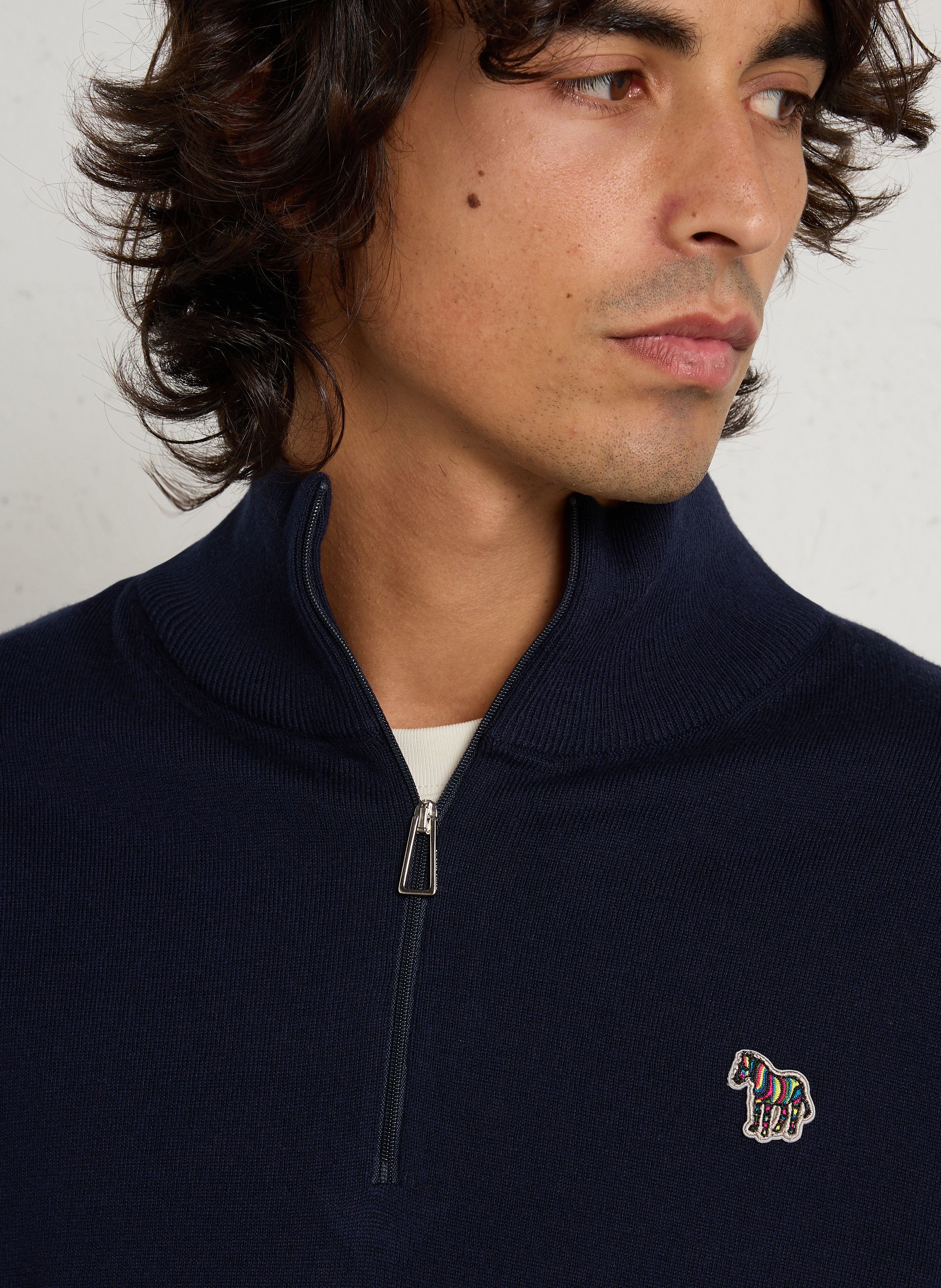 Solid color zip-up high neck sweater PAUL SMITH Blue