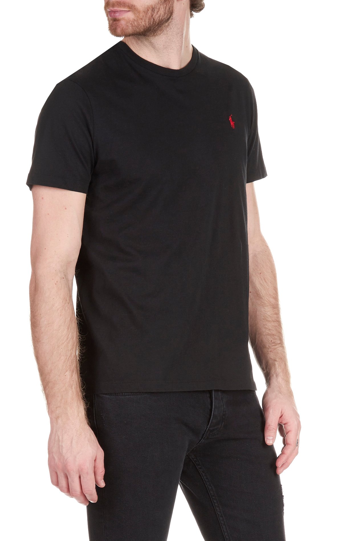 Slim-fit cotton t-shirt with round neck and pony player Rl