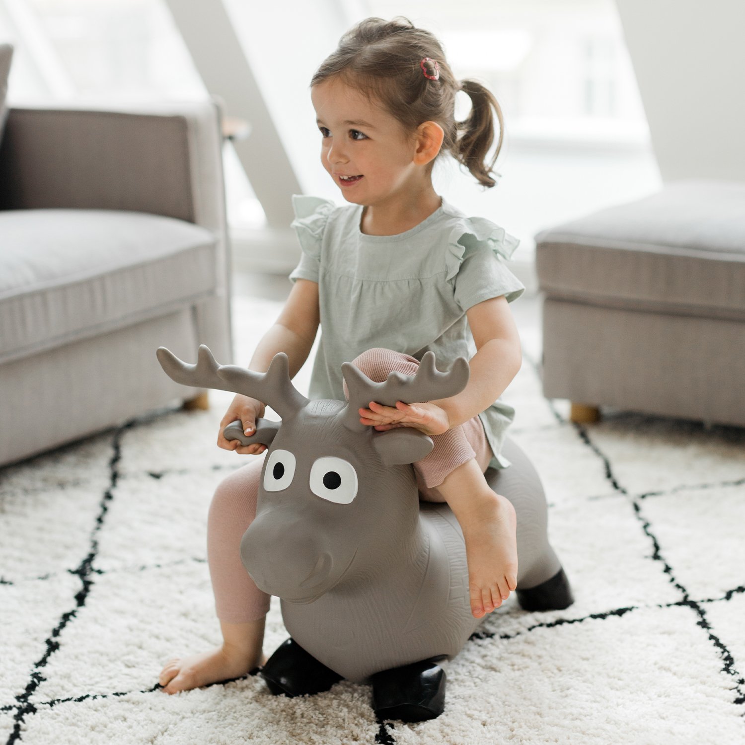 Inflatable sit-on cow KINDSGUT Grey