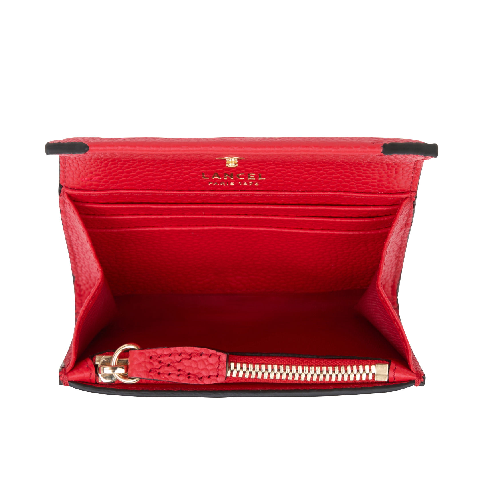Mini portefeuille en cuir grainé  LANCEL Rouge